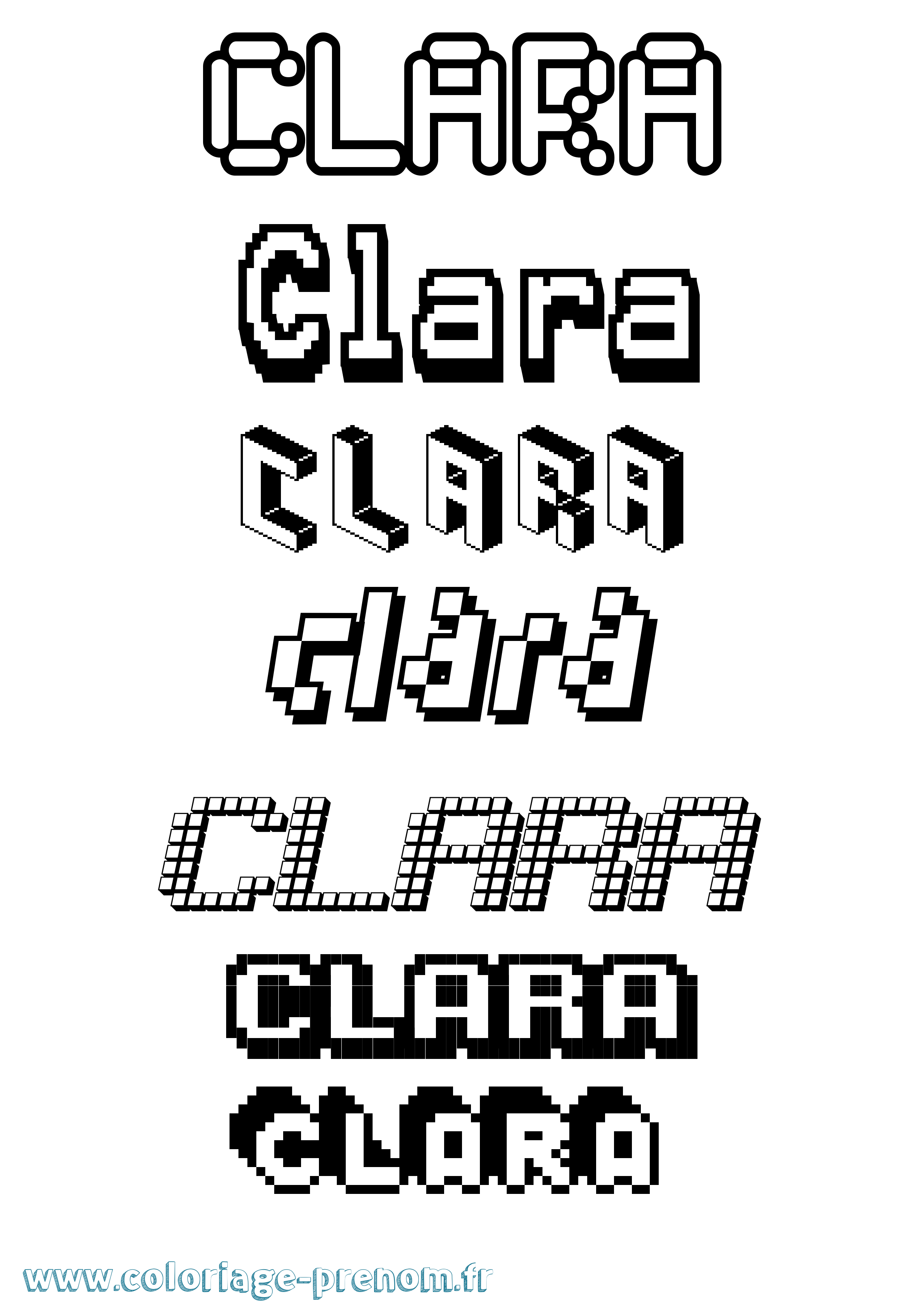 Coloriage prénom Clara Pixel