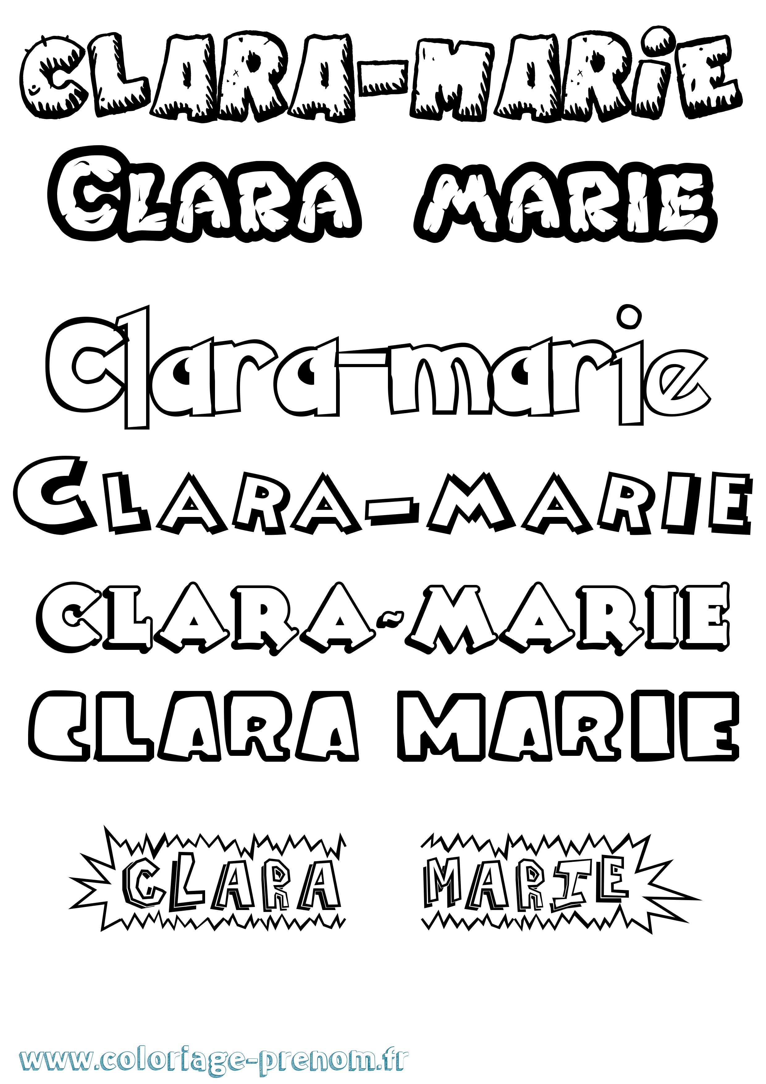 Coloriage prénom Clara-Marie Dessin Animé