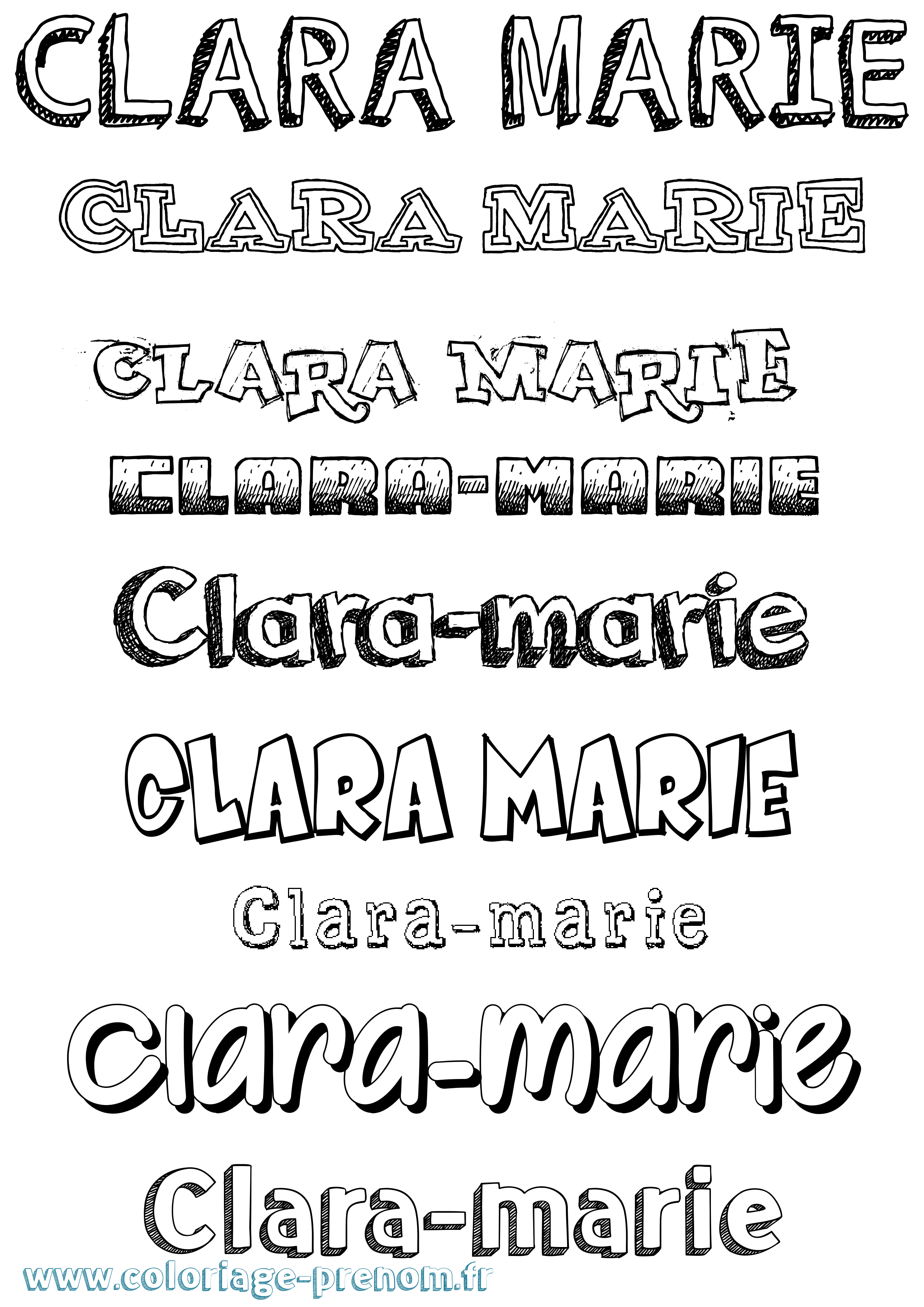 Coloriage prénom Clara-Marie Dessiné