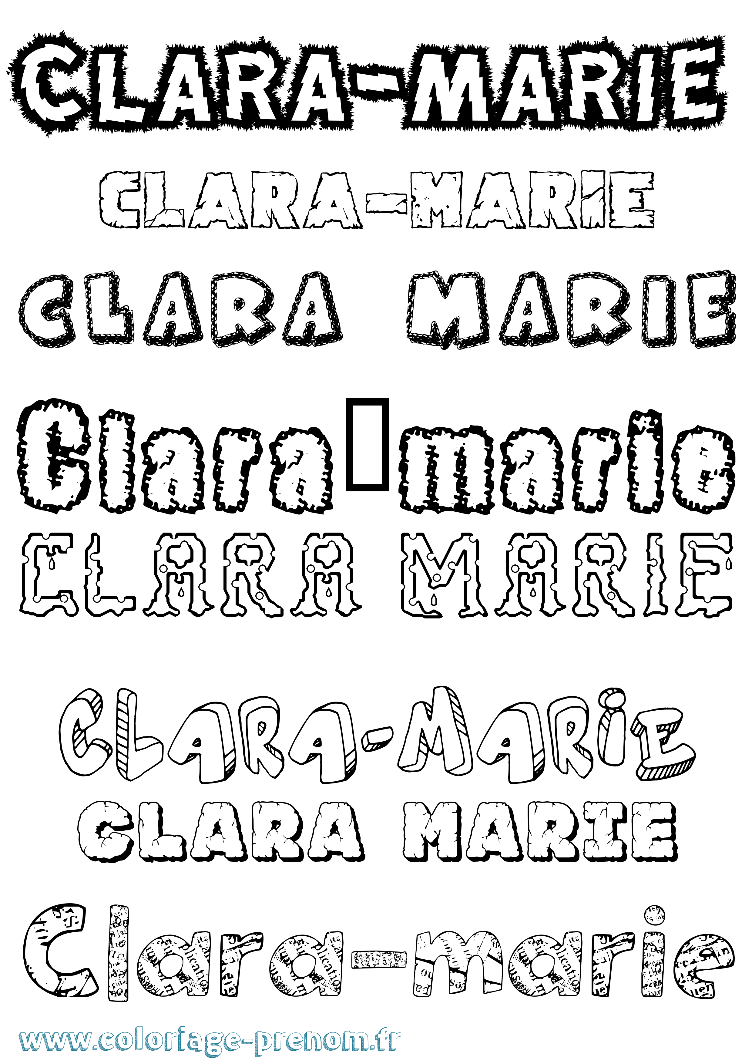 Coloriage prénom Clara-Marie Destructuré