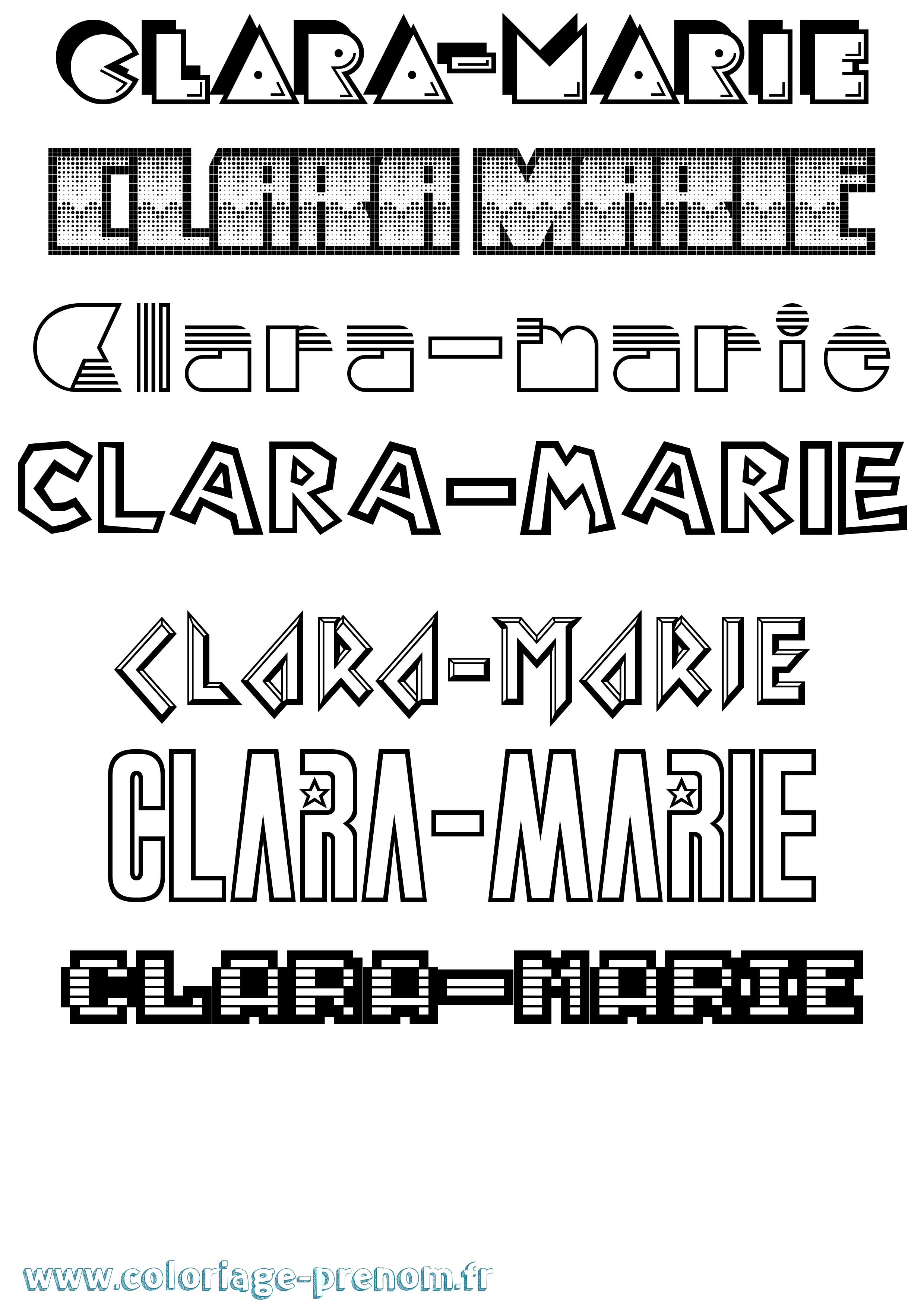 Coloriage prénom Clara-Marie Jeux Vidéos