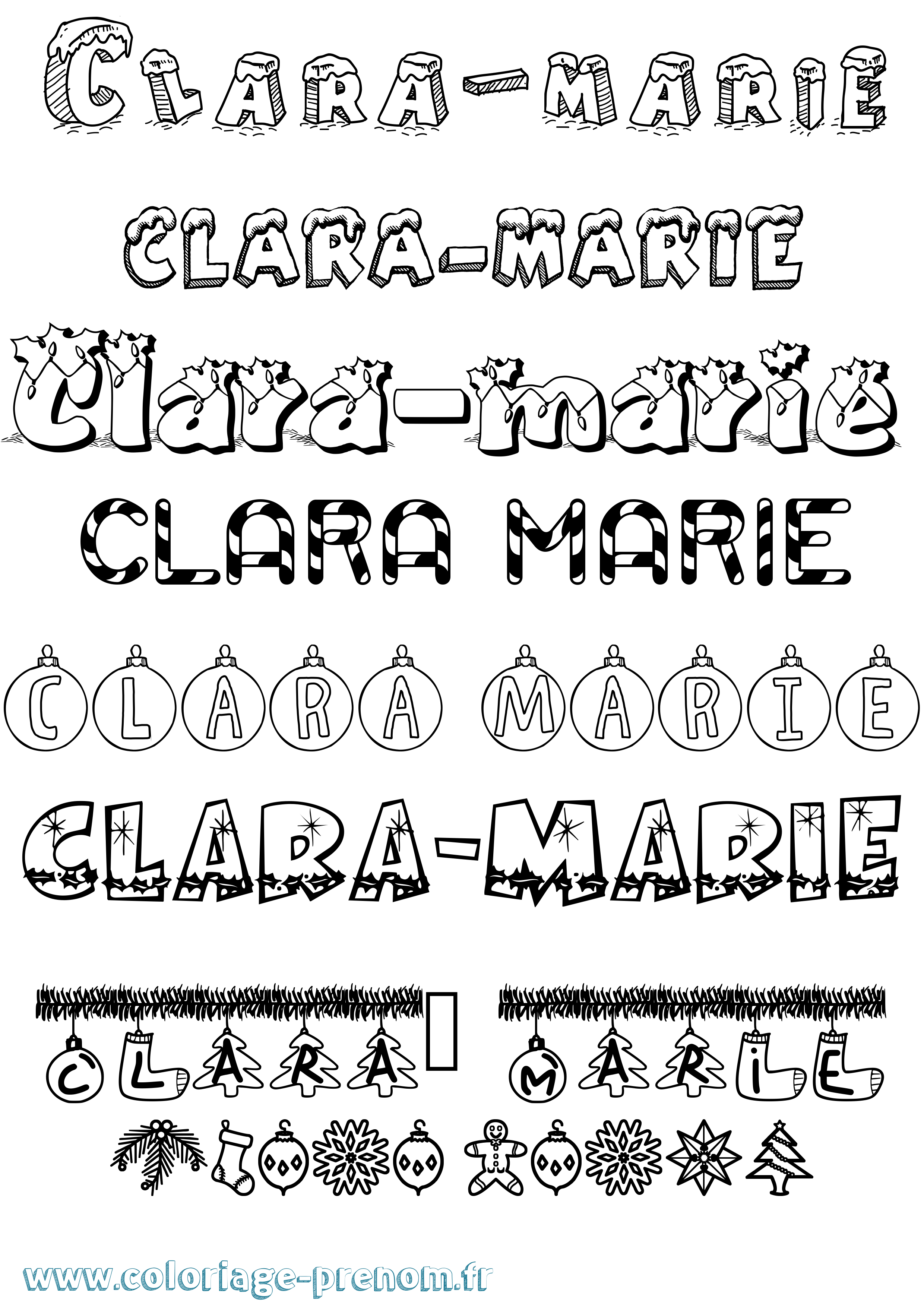 Coloriage prénom Clara-Marie Noël