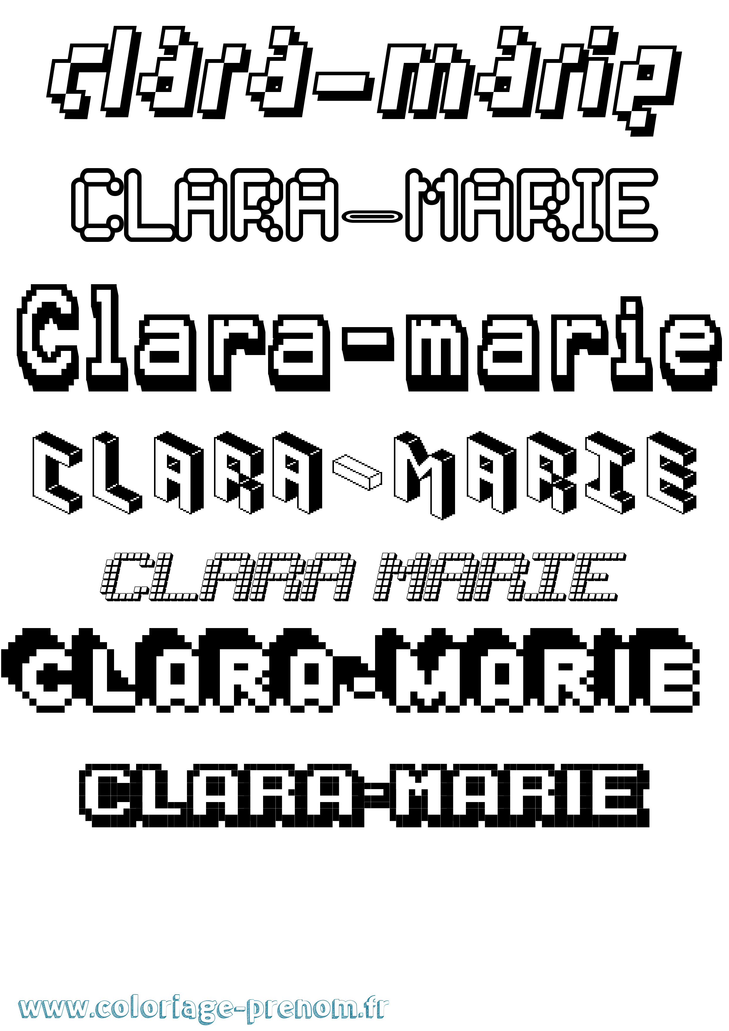 Coloriage prénom Clara-Marie Pixel