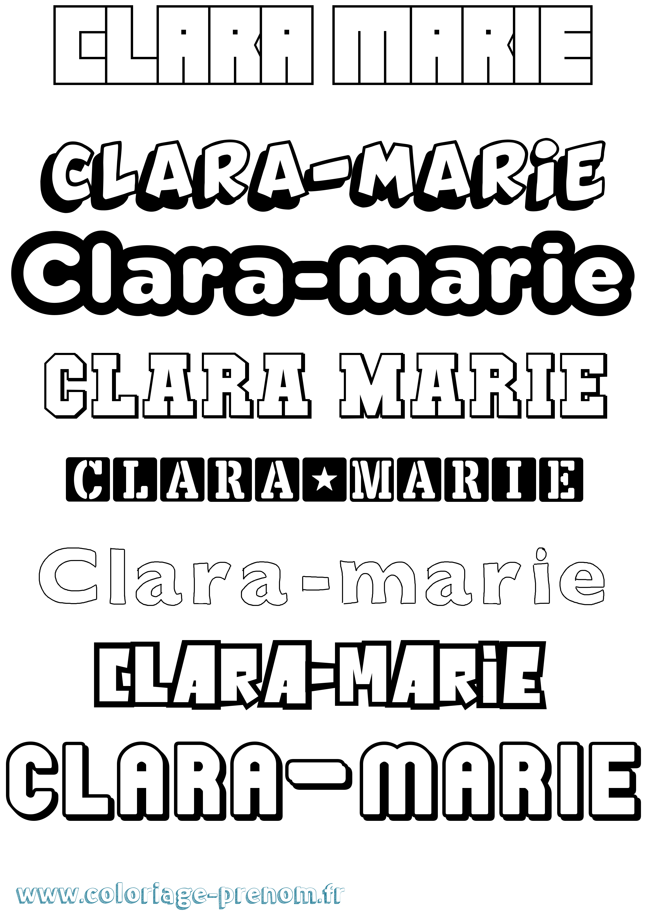Coloriage prénom Clara-Marie Simple
