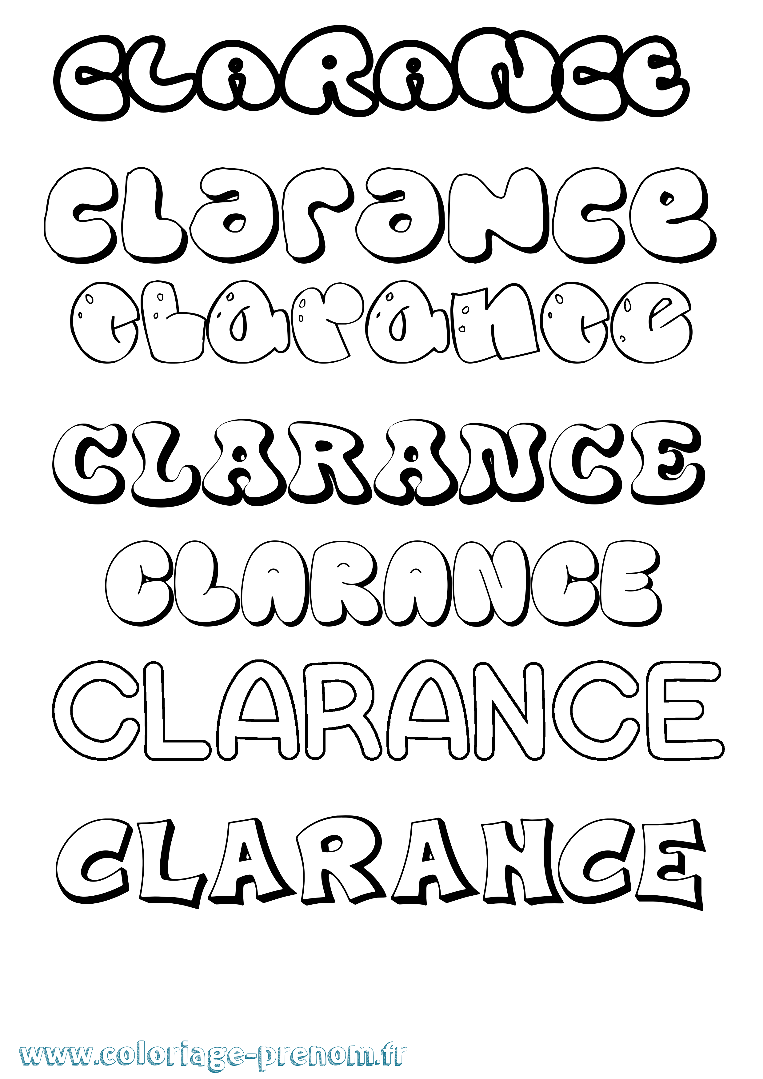 Coloriage prénom Clarance Bubble