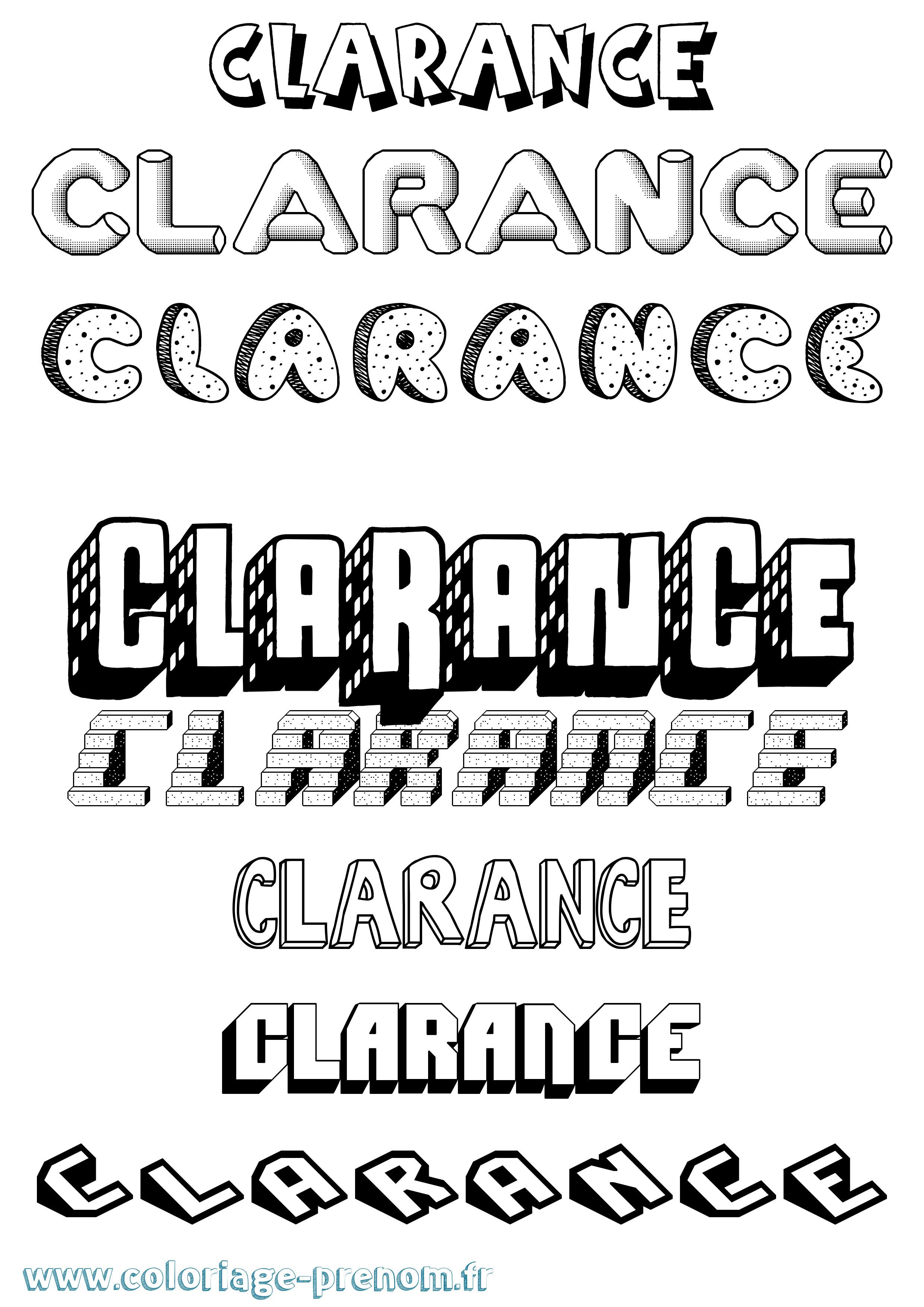 Coloriage prénom Clarance Effet 3D