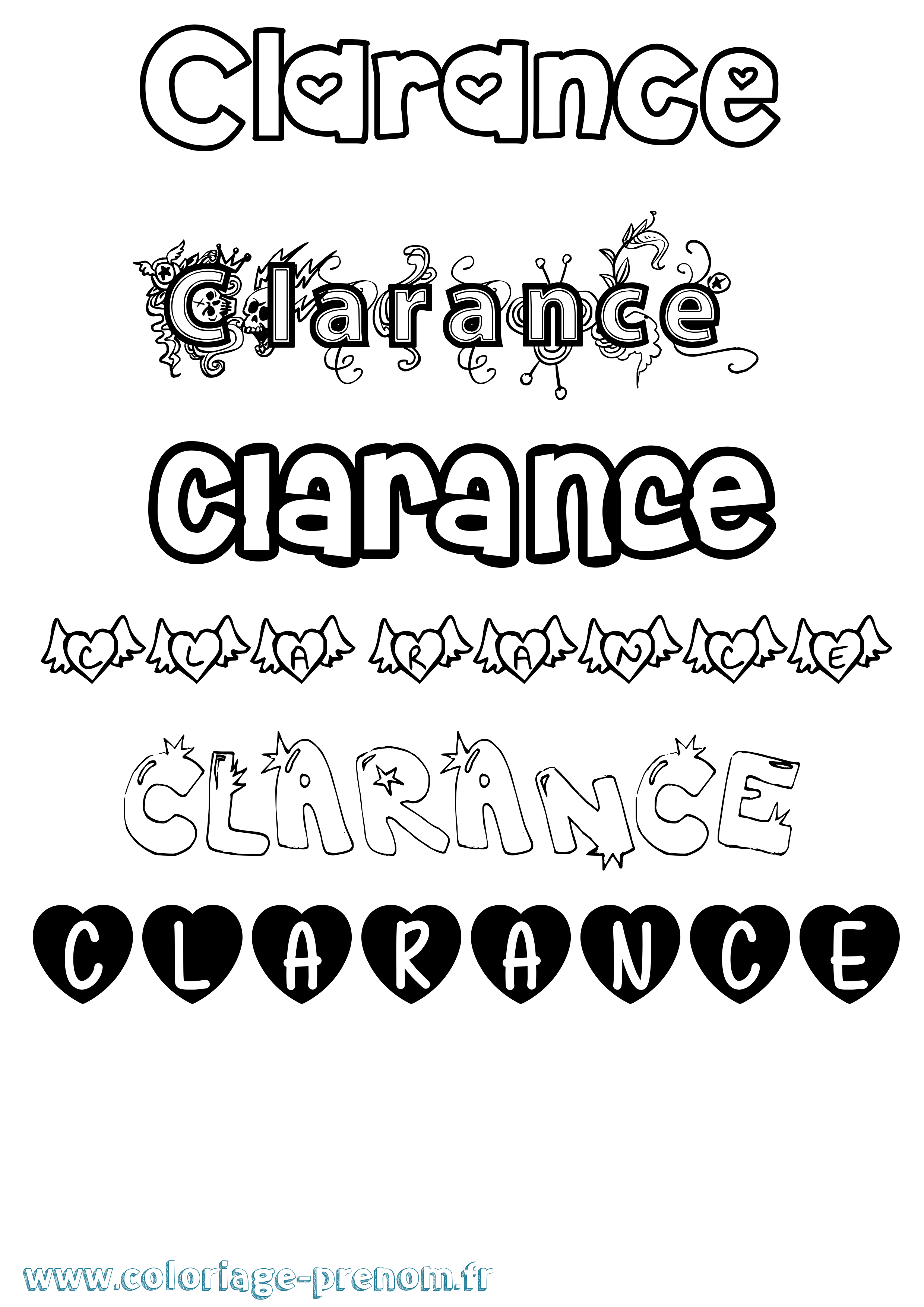 Coloriage prénom Clarance Girly