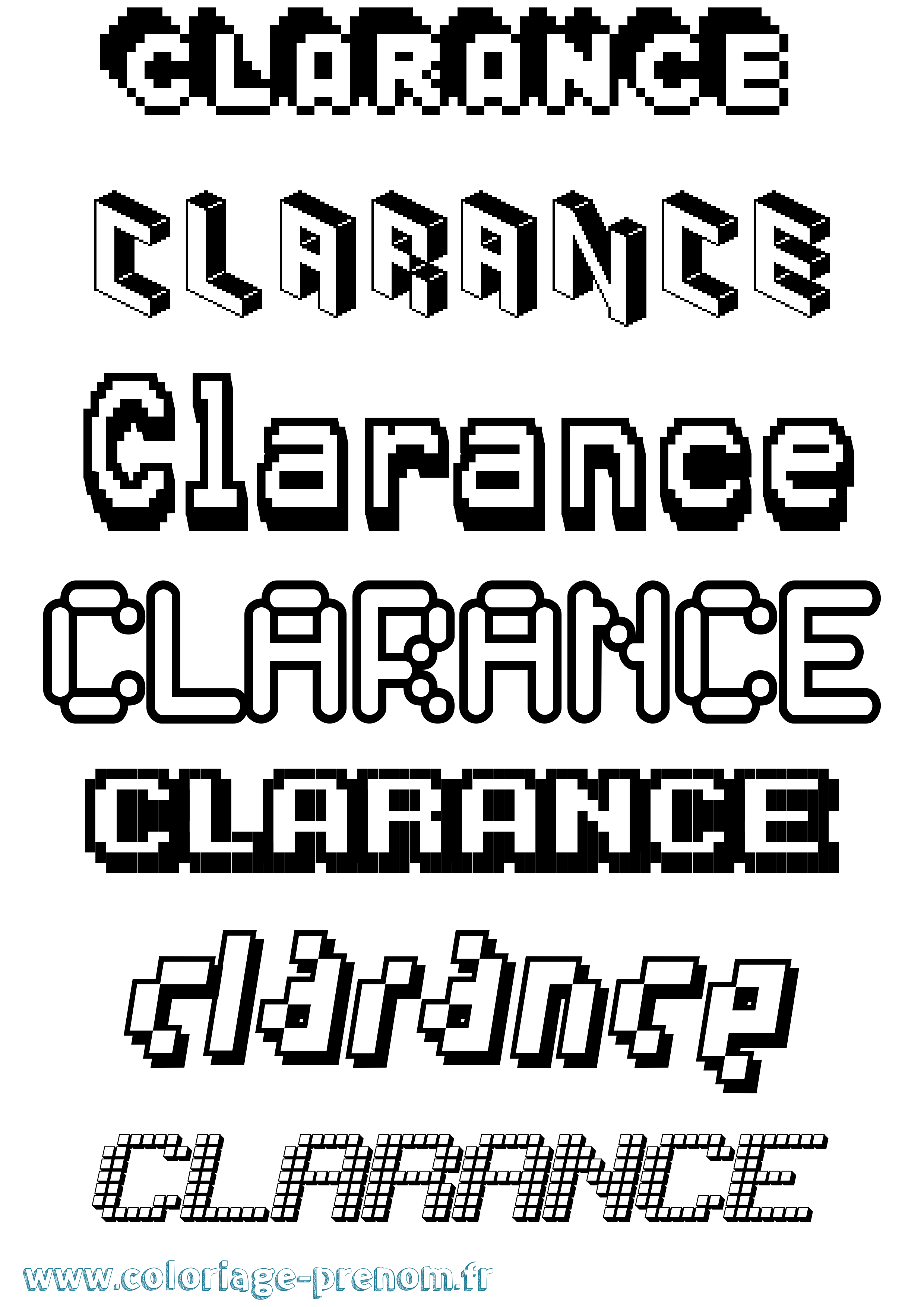 Coloriage prénom Clarance Pixel