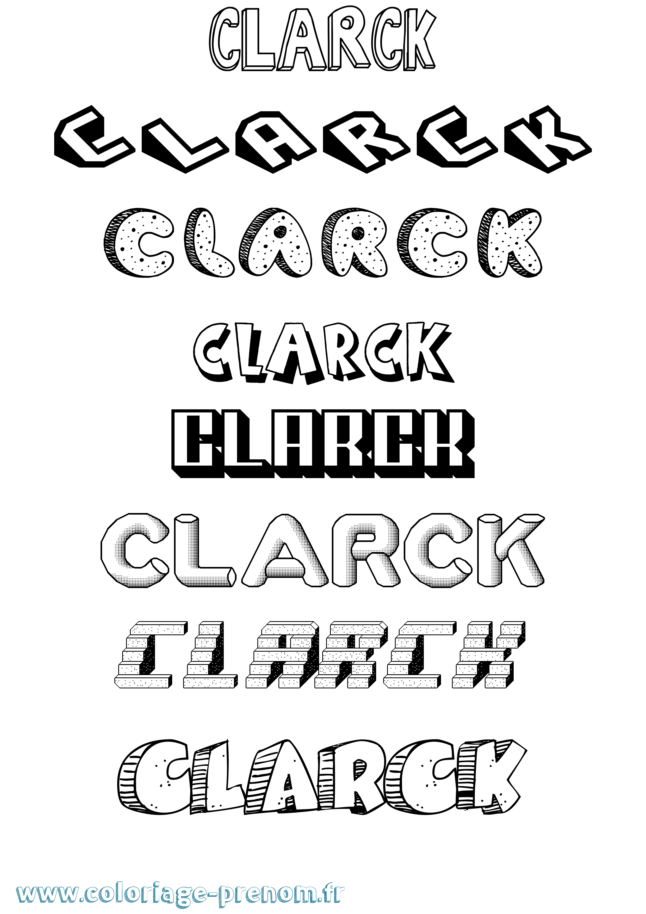 Coloriage Clarck Effet 3D Coloriage prénom Clarck Effet 3D
