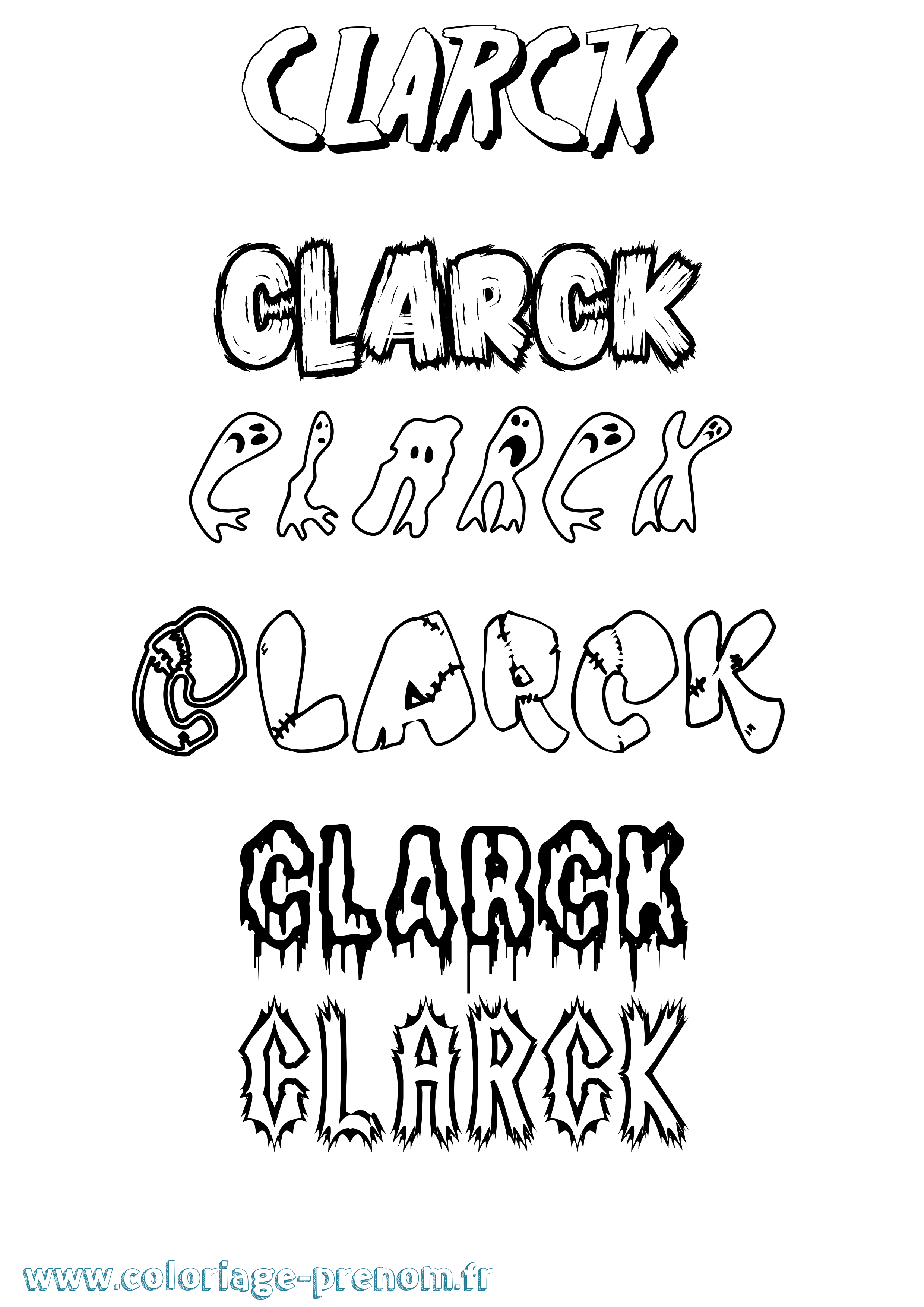 Coloriage prénom Clarck Frisson