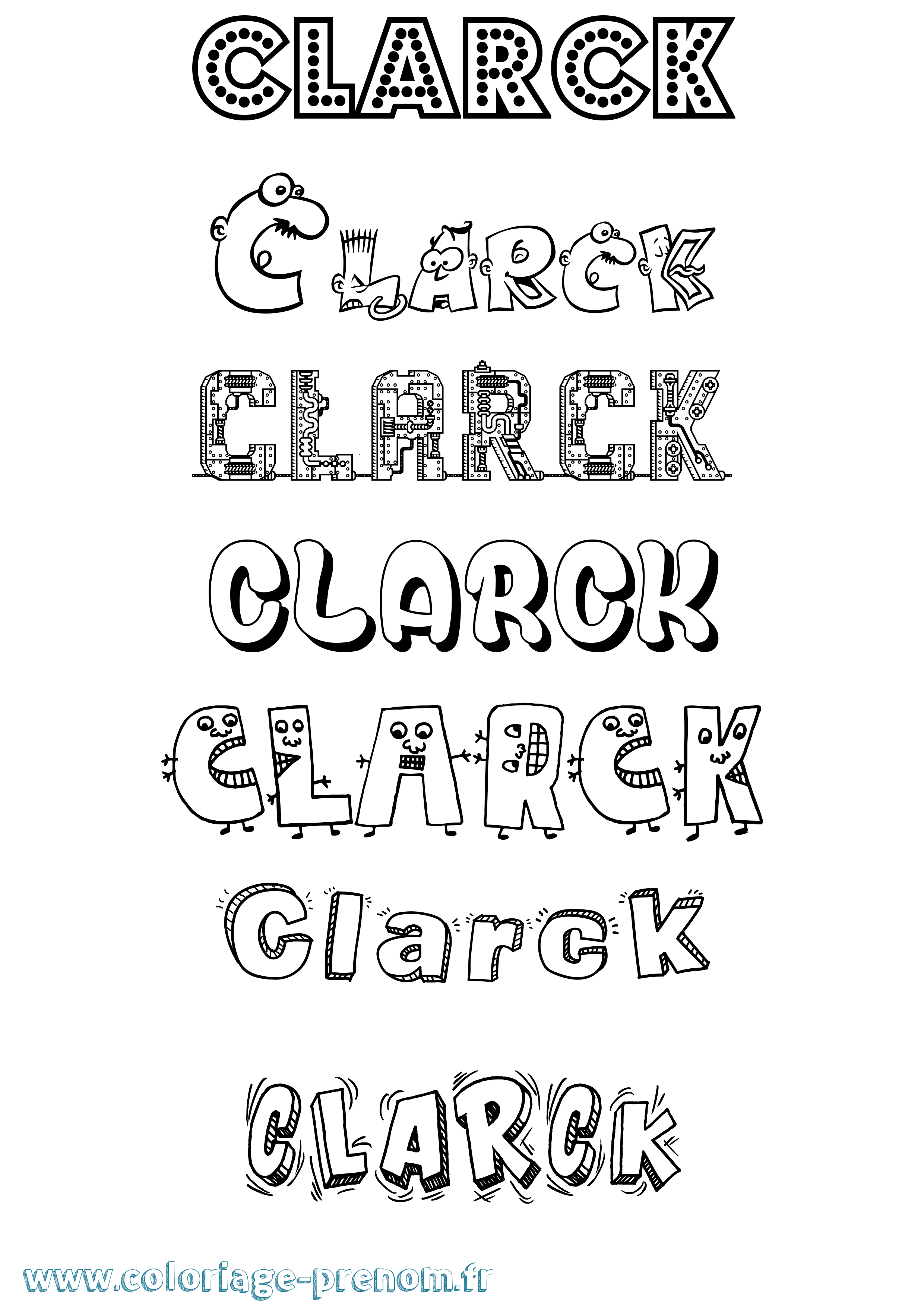 Coloriage prénom Clarck Fun