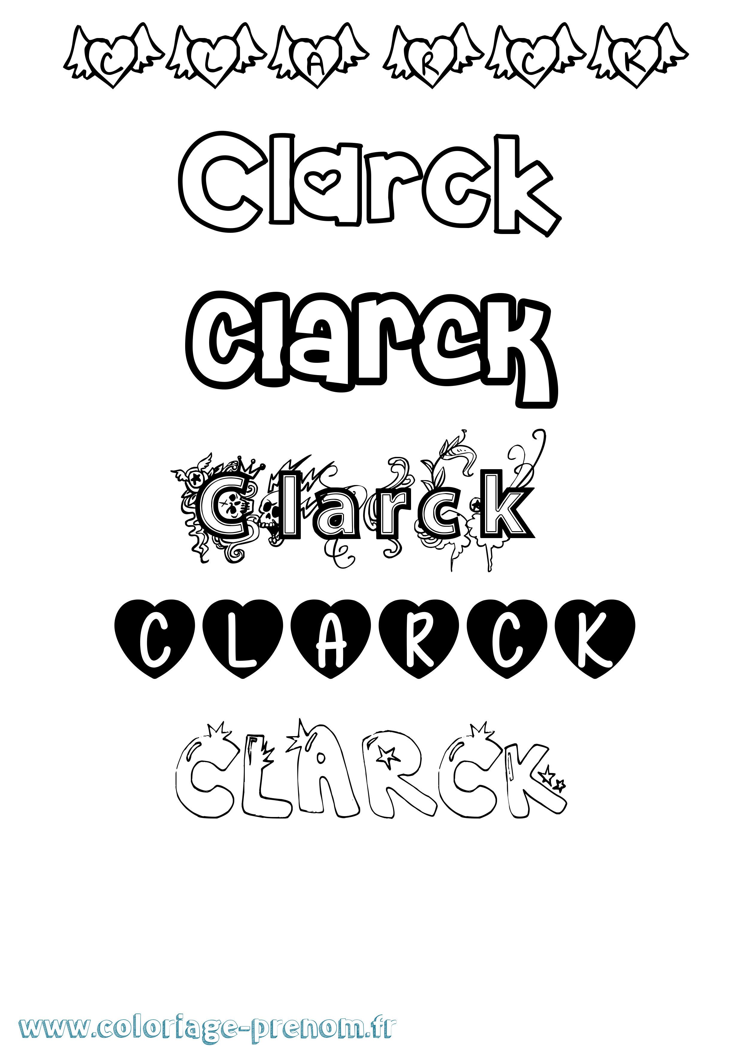 Coloriage Clarck Girly Coloriage prénom Clarck Girly