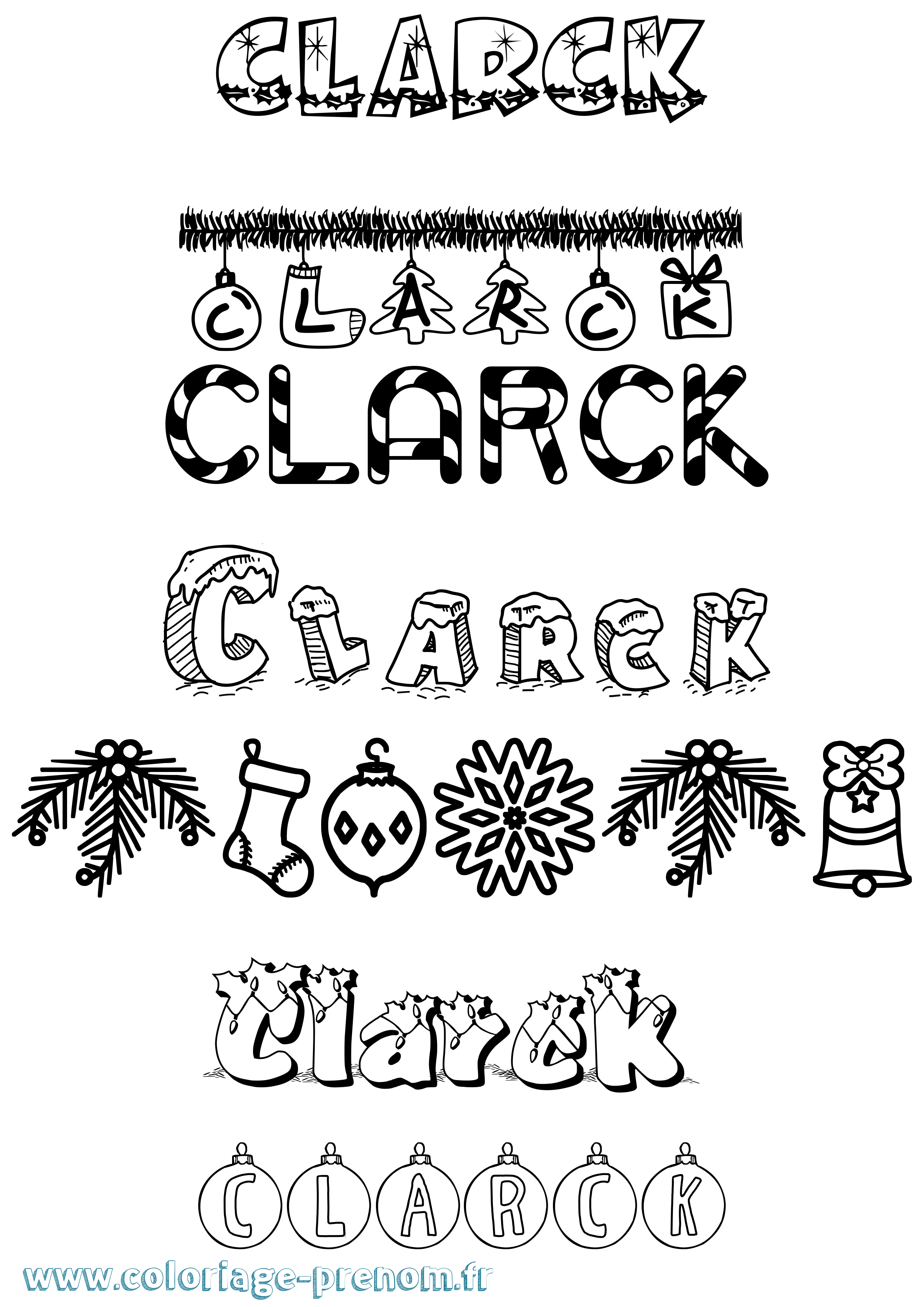 Coloriage Clarck Noël Coloriage prénom Clarck Noël