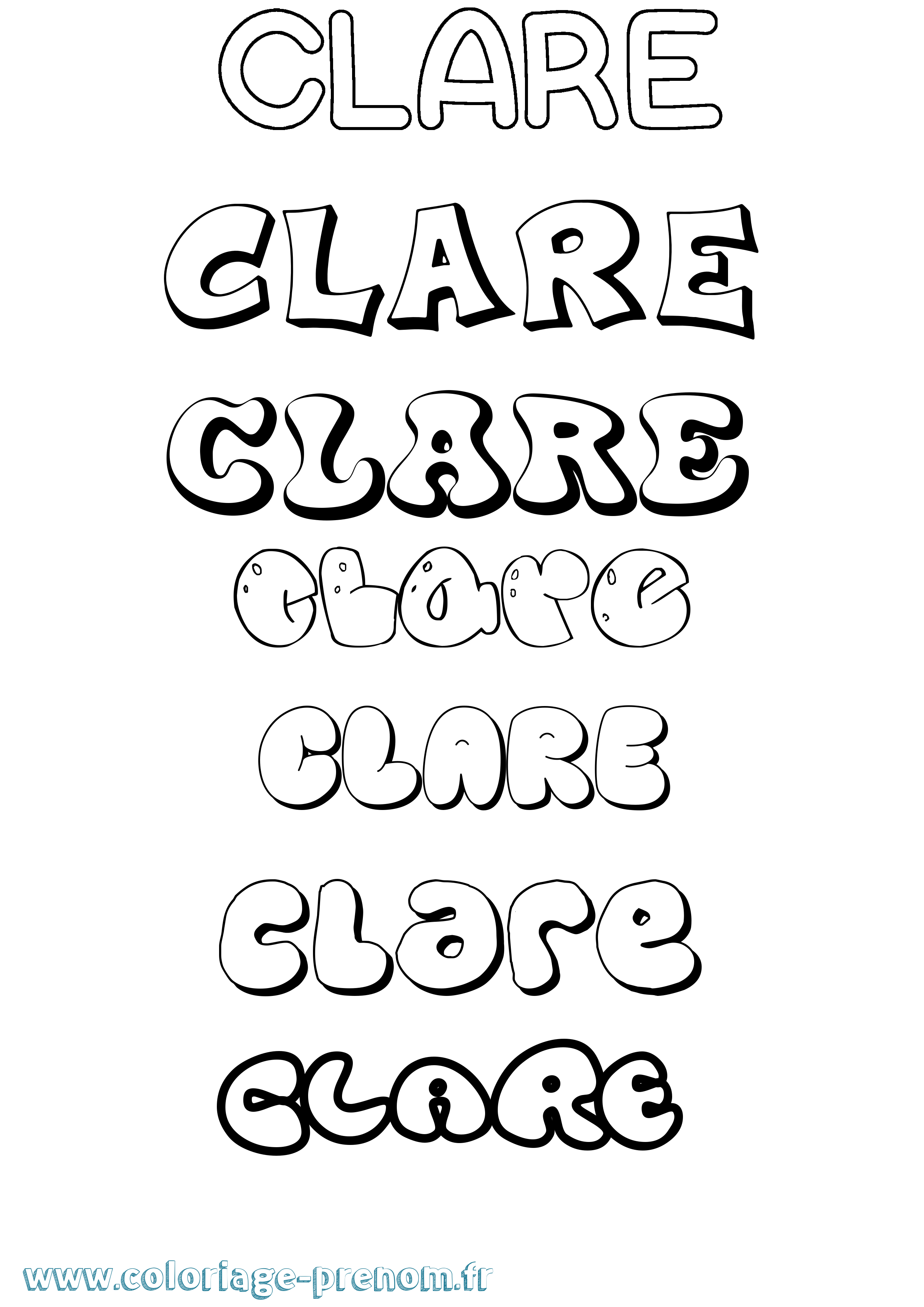 Coloriage prénom Clare Bubble