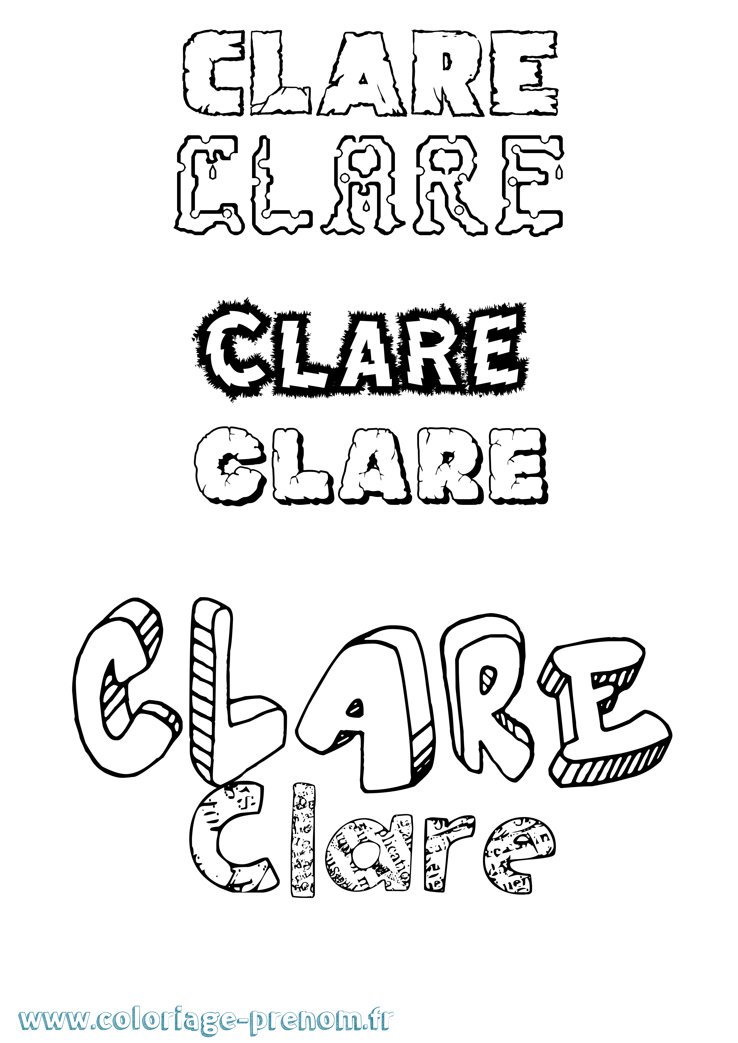 Coloriage prénom Clare Destructuré