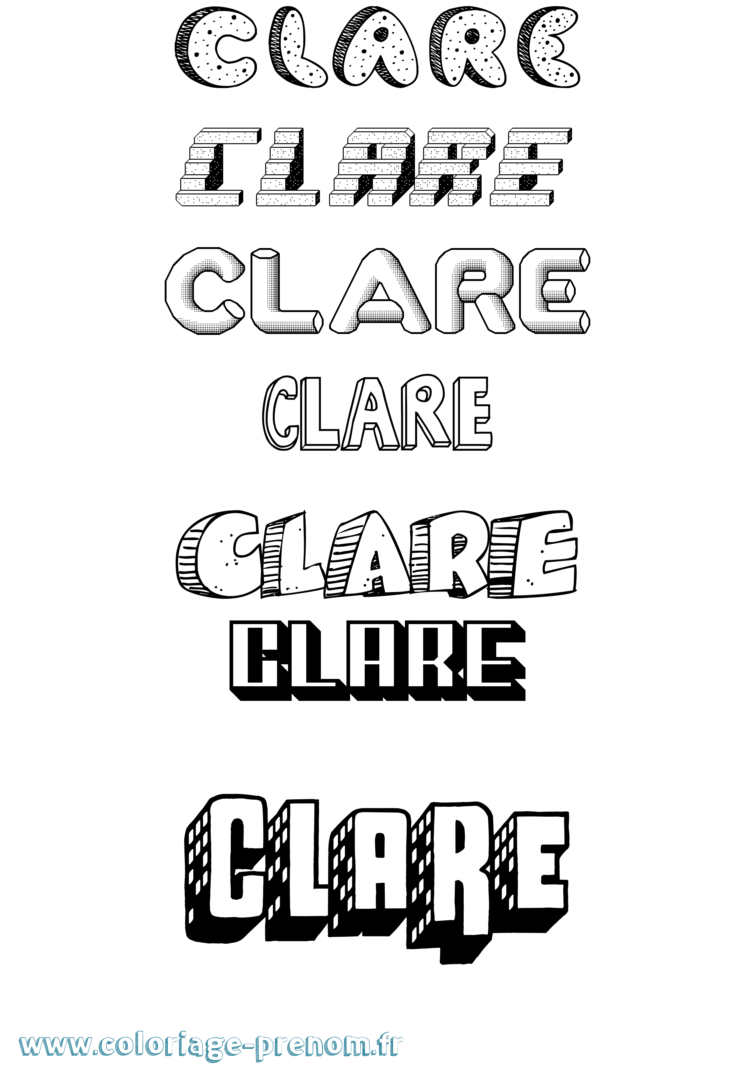 Coloriage prénom Clare Effet 3D