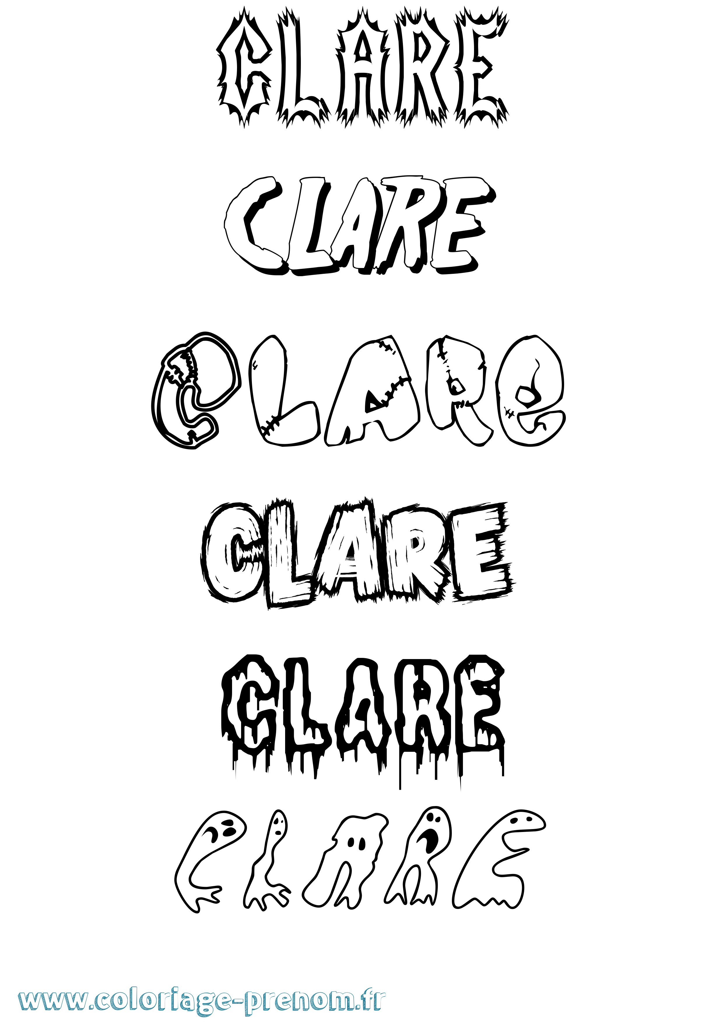 Coloriage prénom Clare Frisson