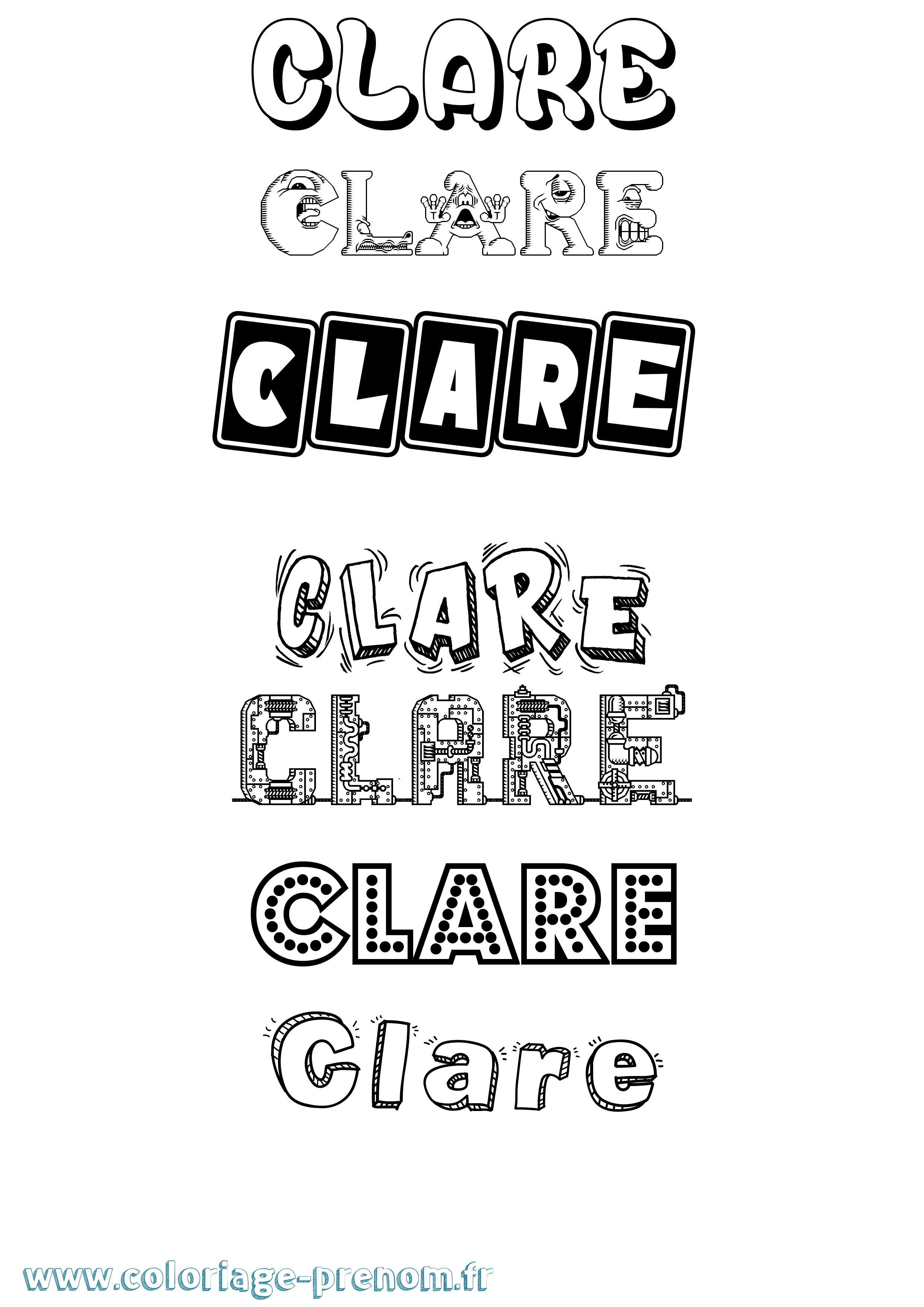 Coloriage prénom Clare Fun