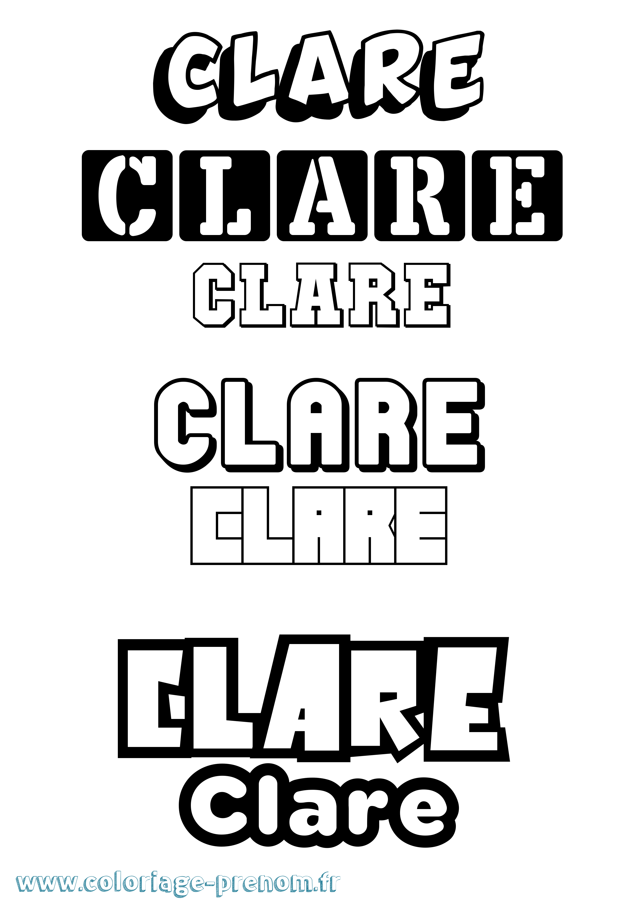 Coloriage prénom Clare Simple