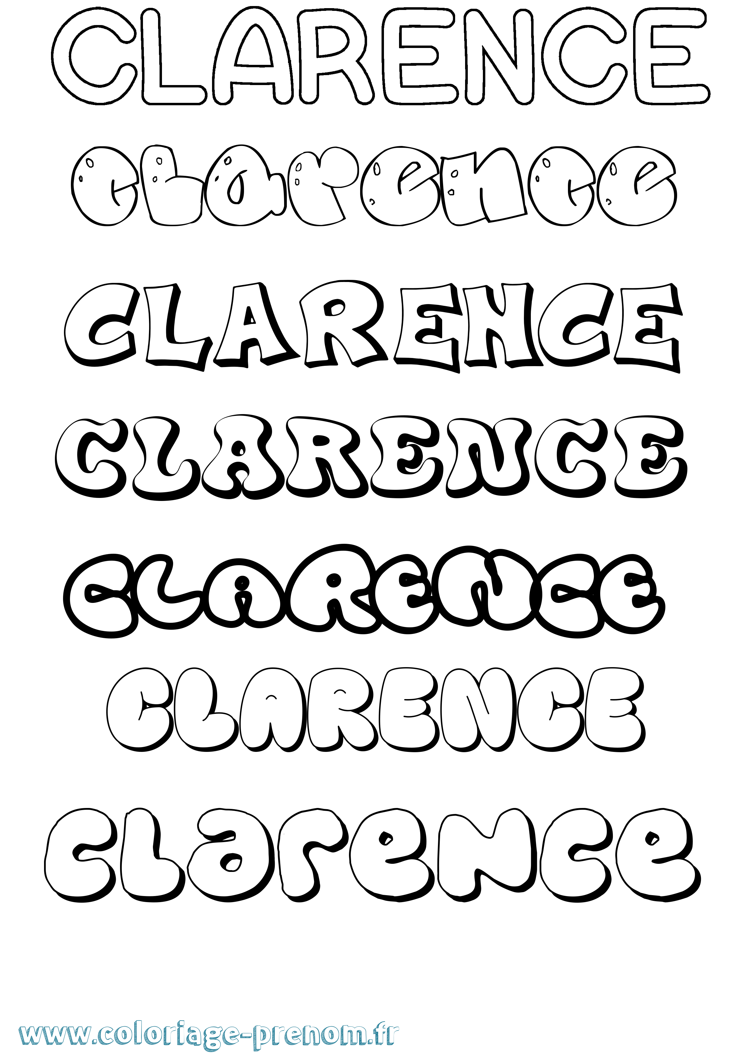 Coloriage prénom Clarence Bubble