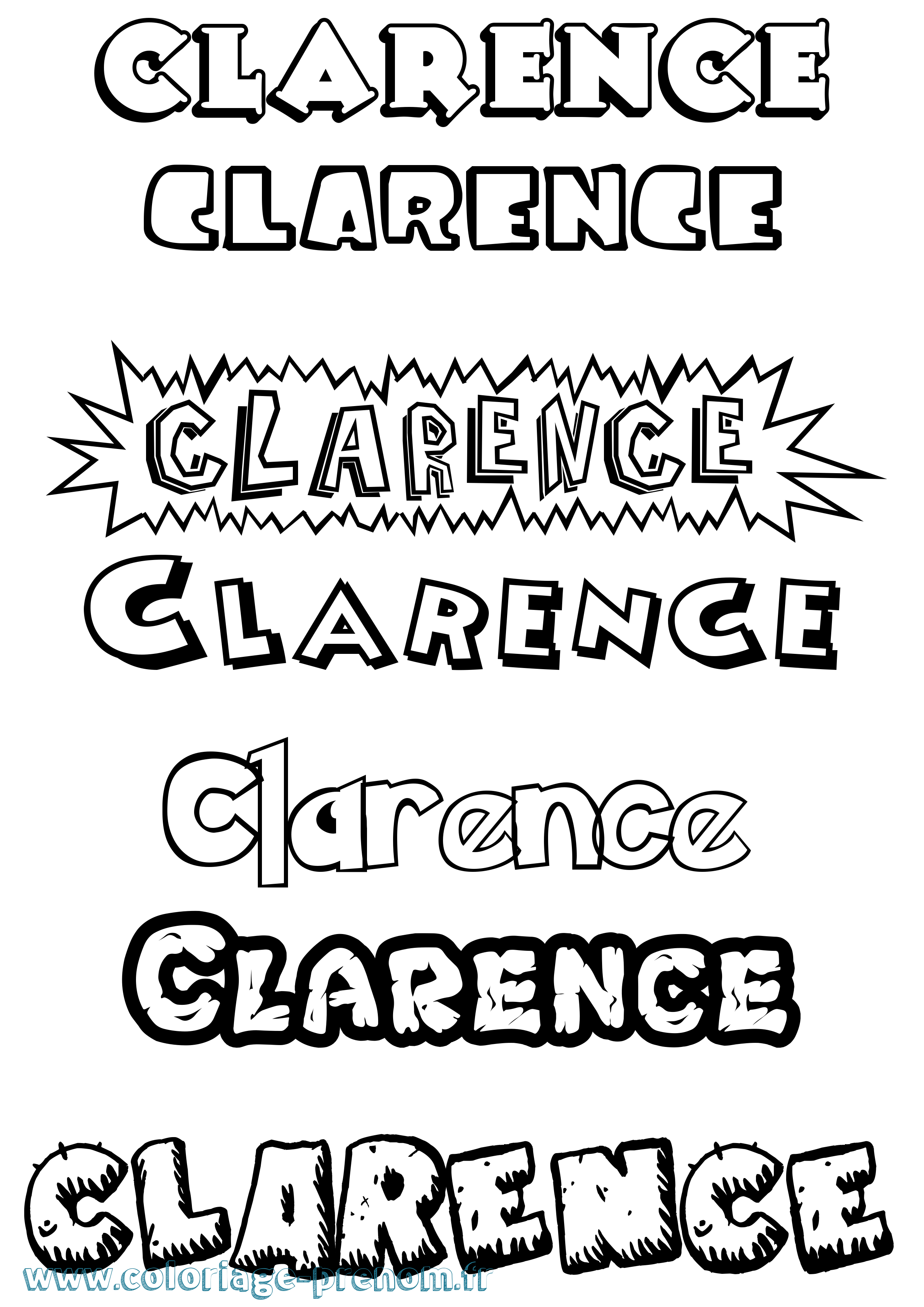 Coloriage prénom Clarence