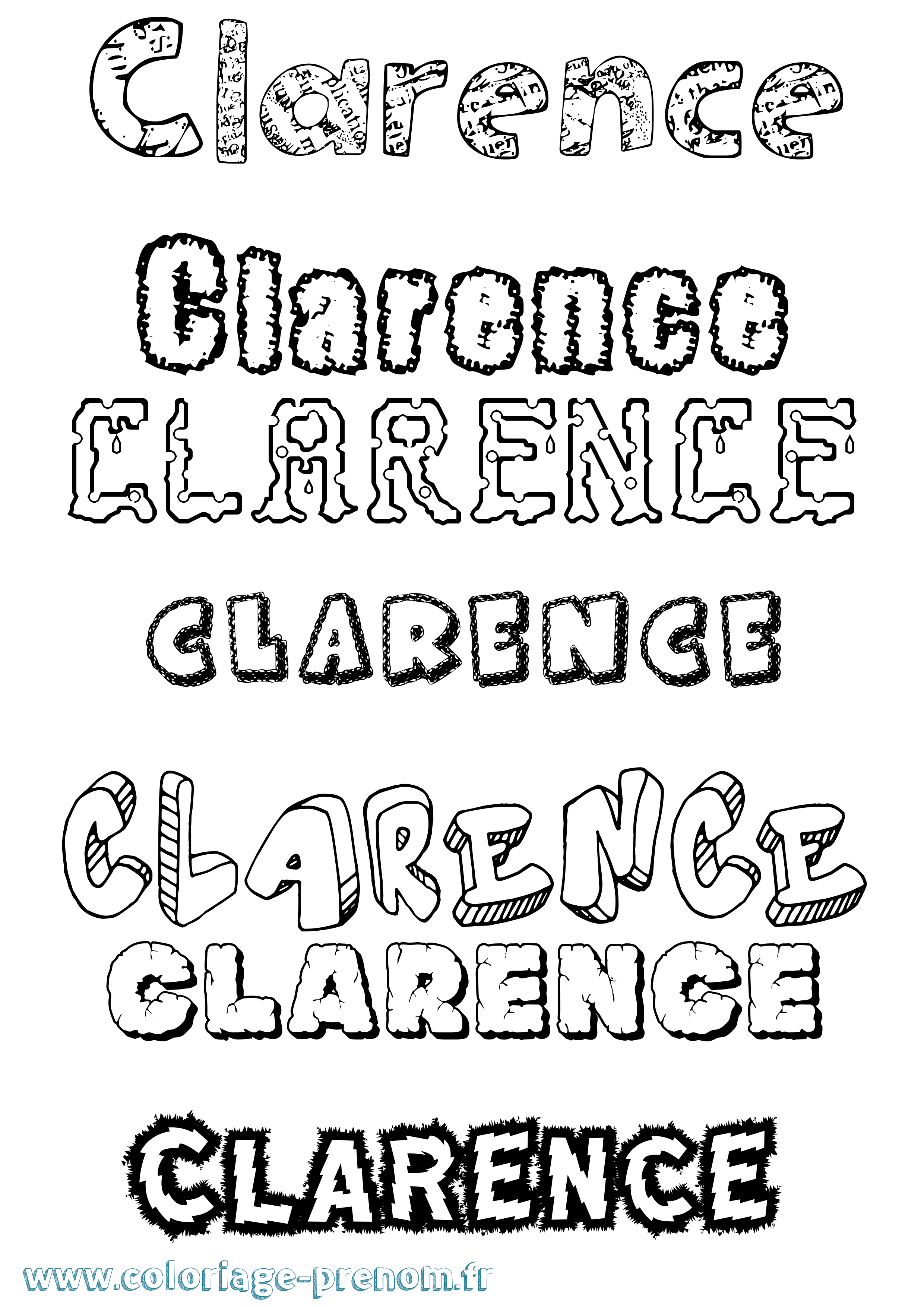Coloriage prénom Clarence Destructuré