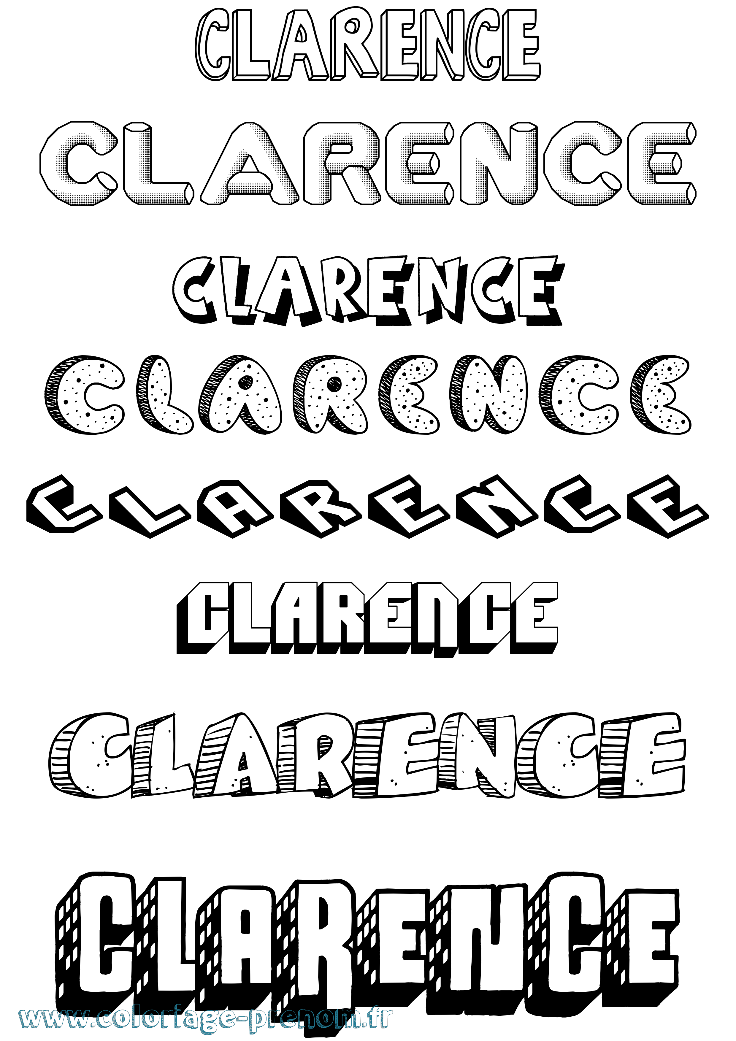 Coloriage prénom Clarence Effet 3D