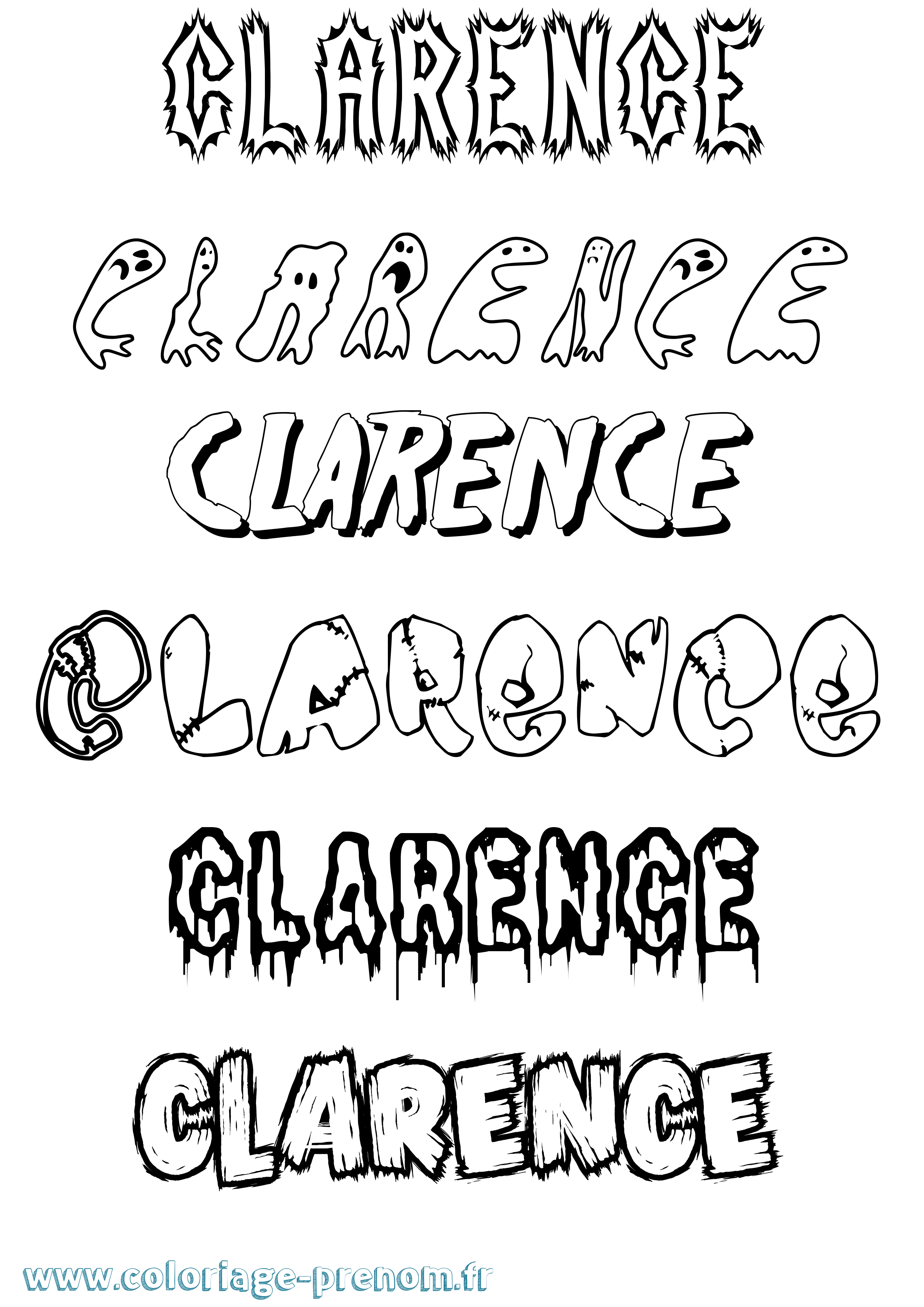 Coloriage prénom Clarence Frisson