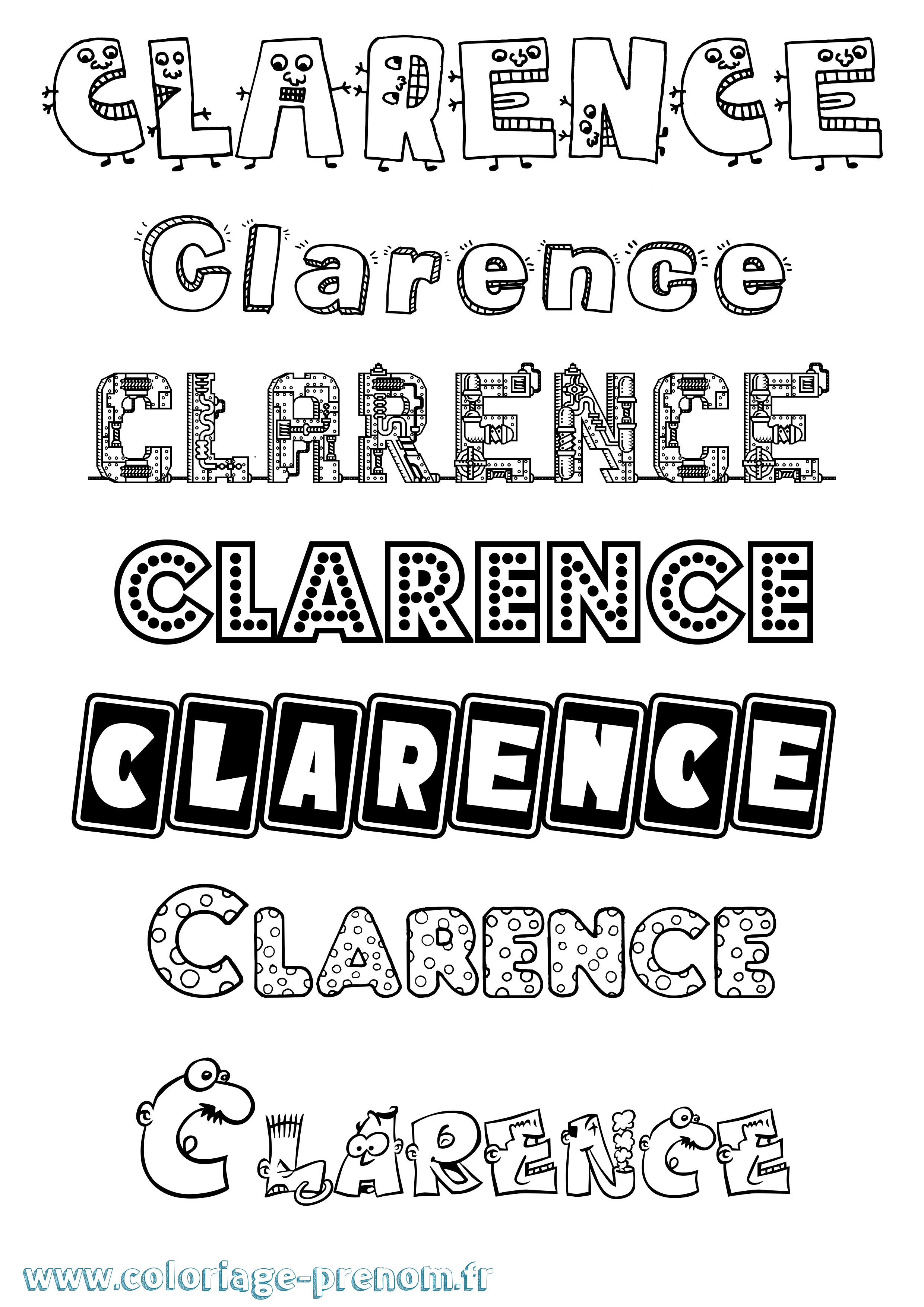 Coloriage prénom Clarence Fun