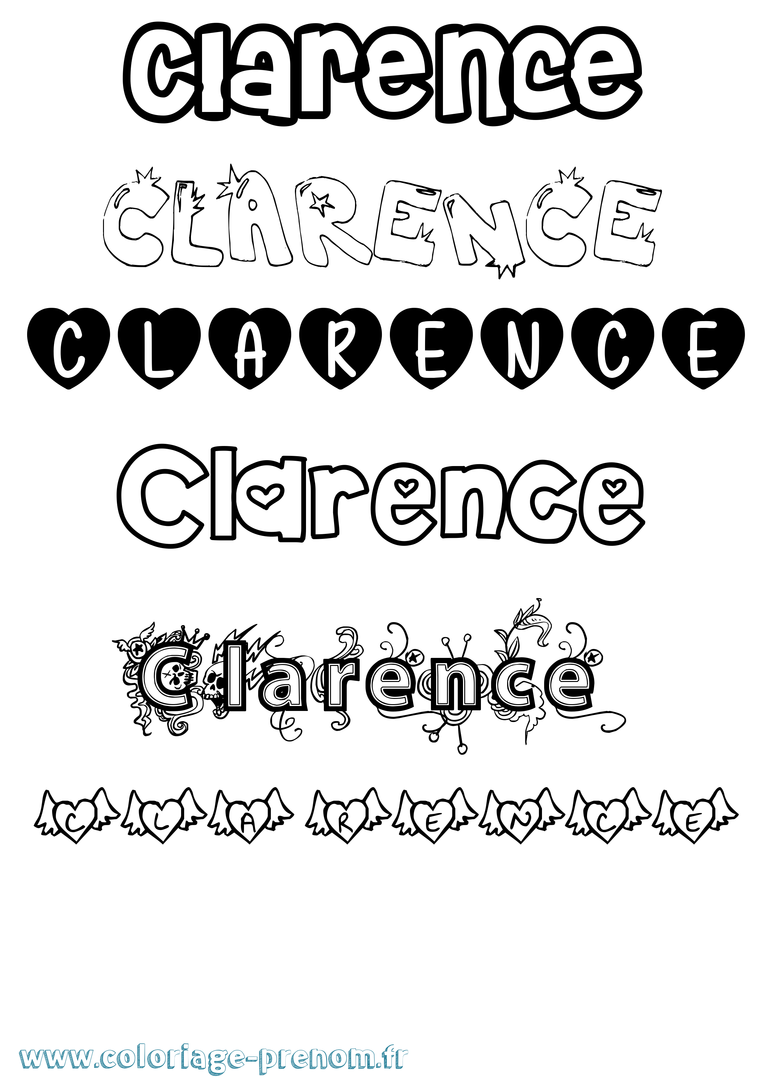 Coloriage prénom Clarence Girly