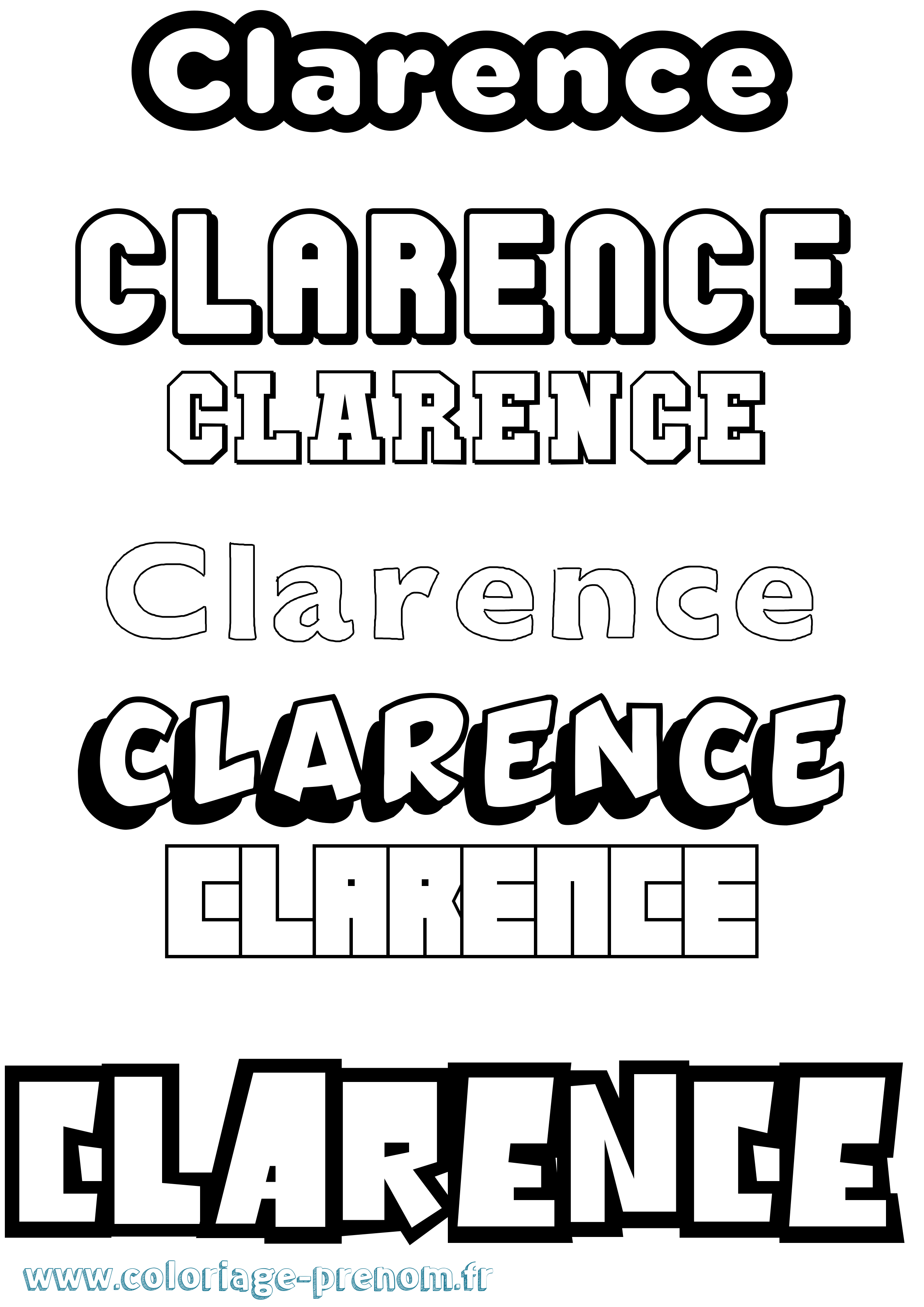Coloriage prénom Clarence Simple