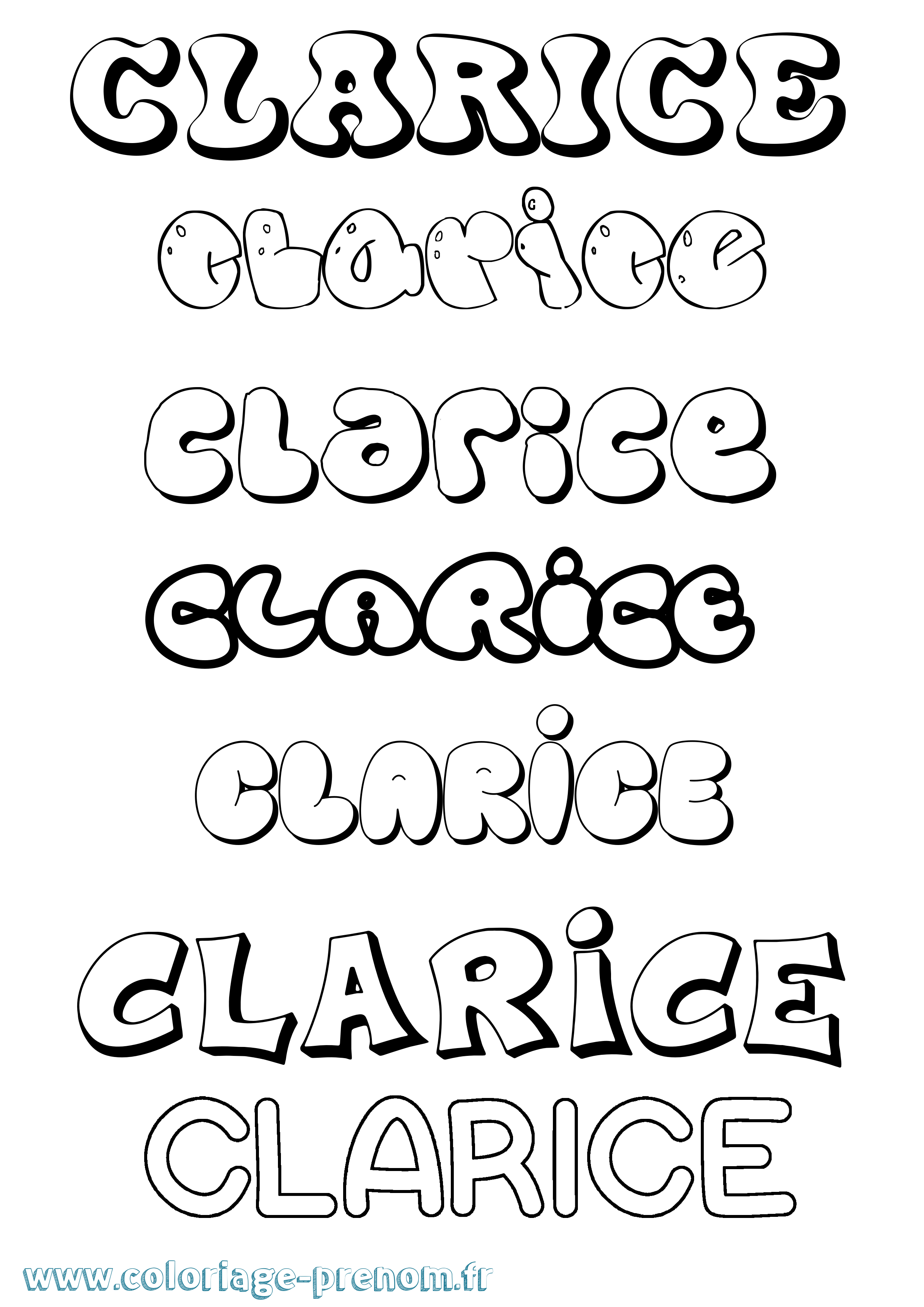 Coloriage prénom Clarice Bubble