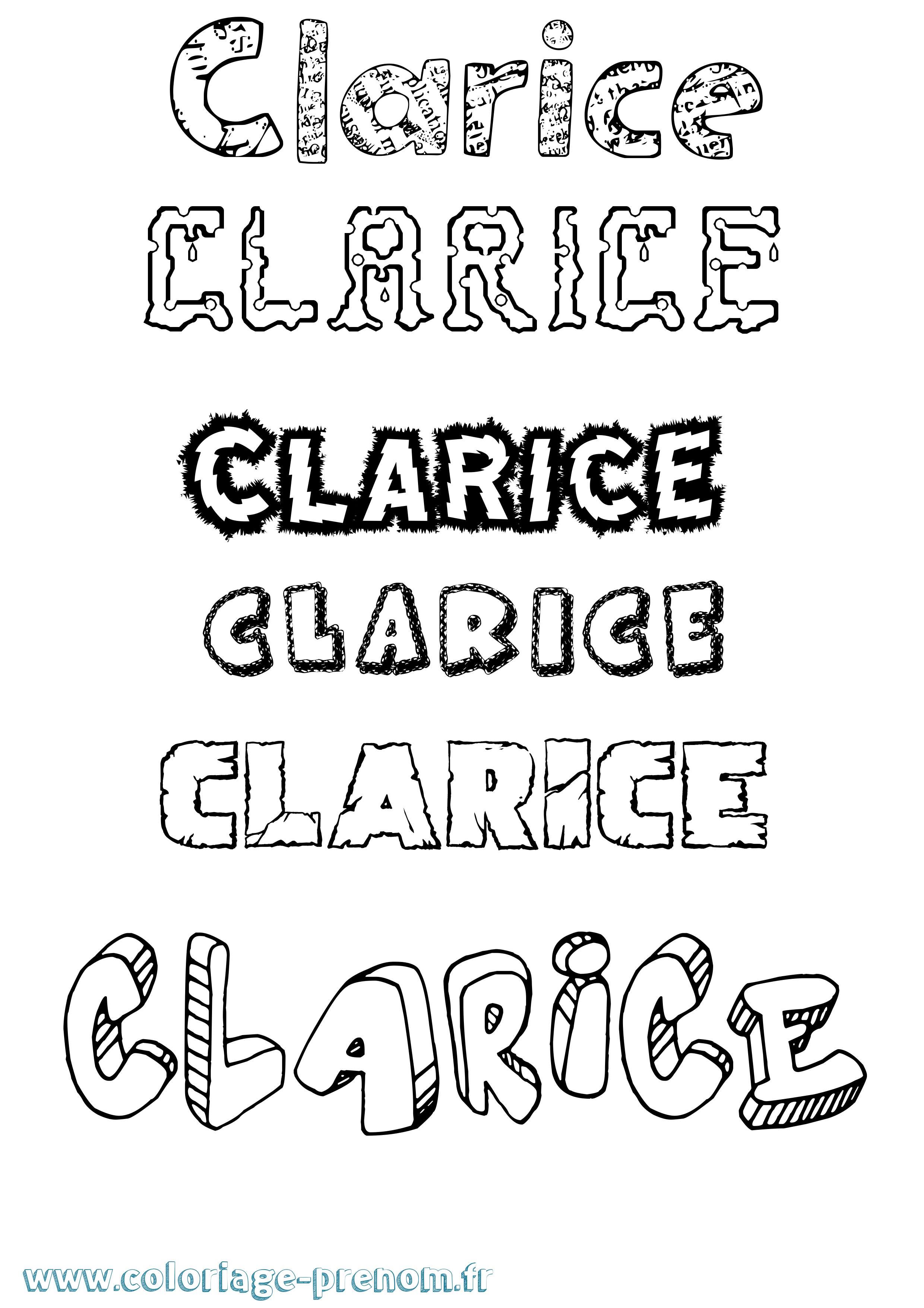 Coloriage prénom Clarice Destructuré