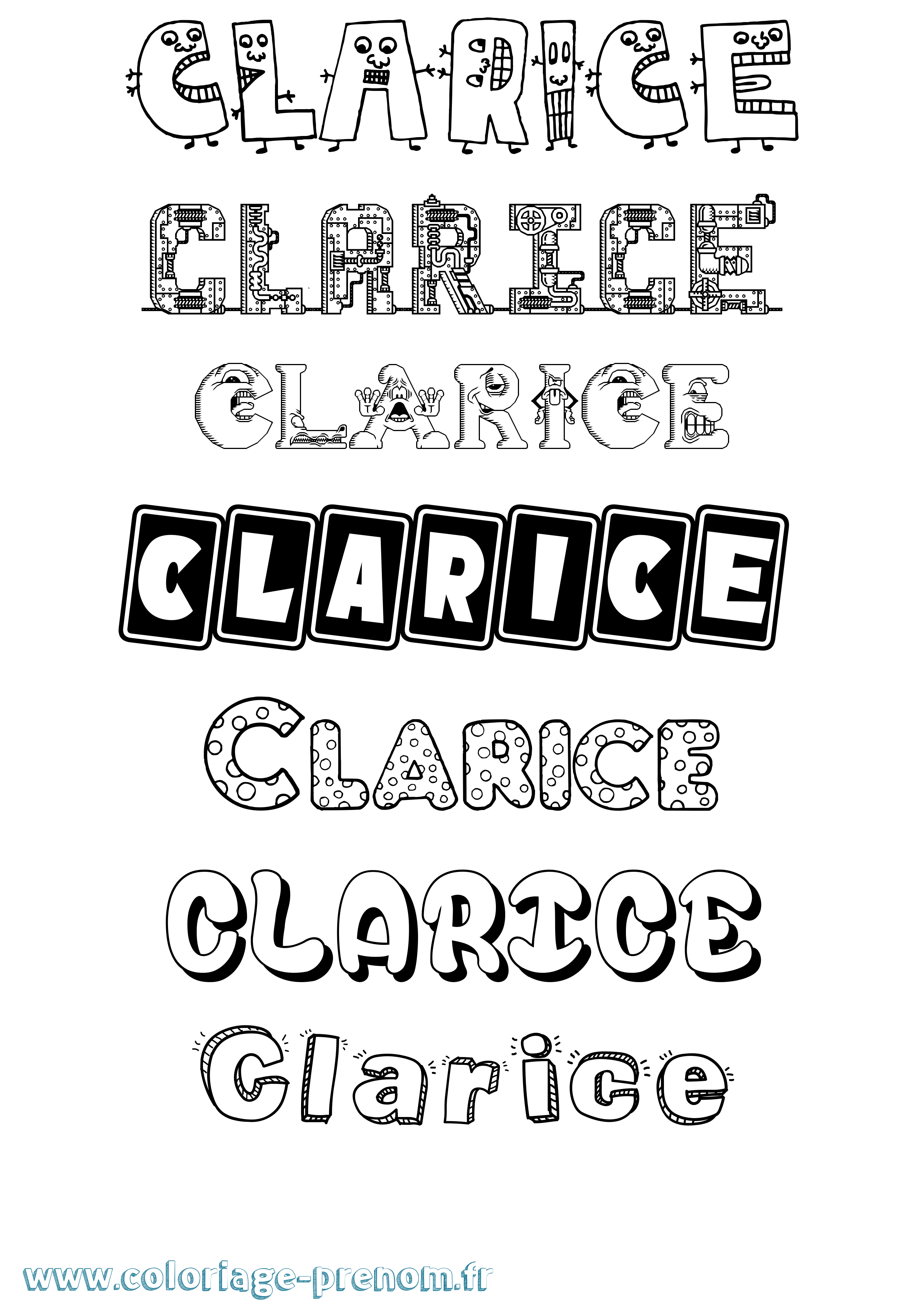 Coloriage prénom Clarice Fun