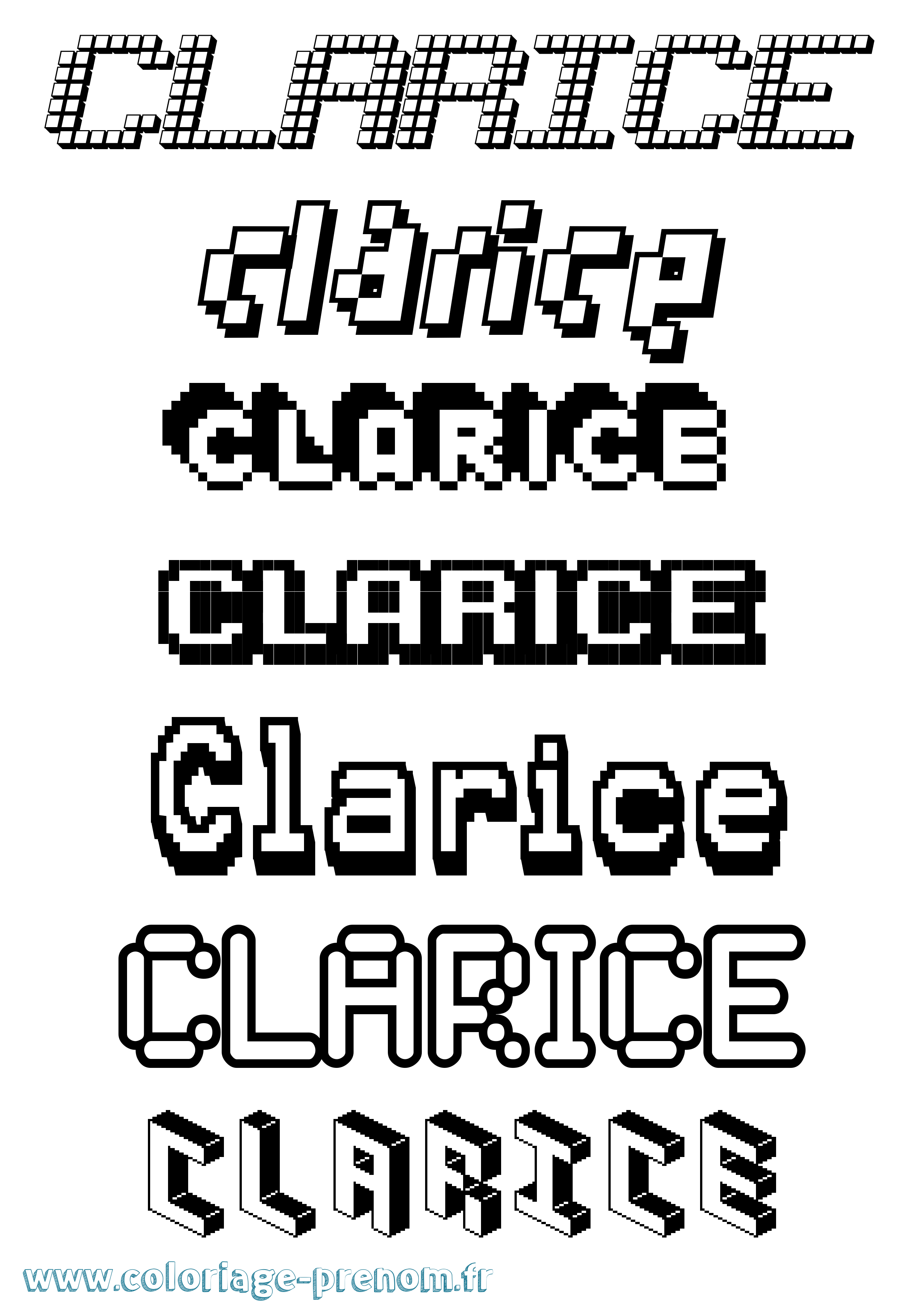 Coloriage prénom Clarice Pixel