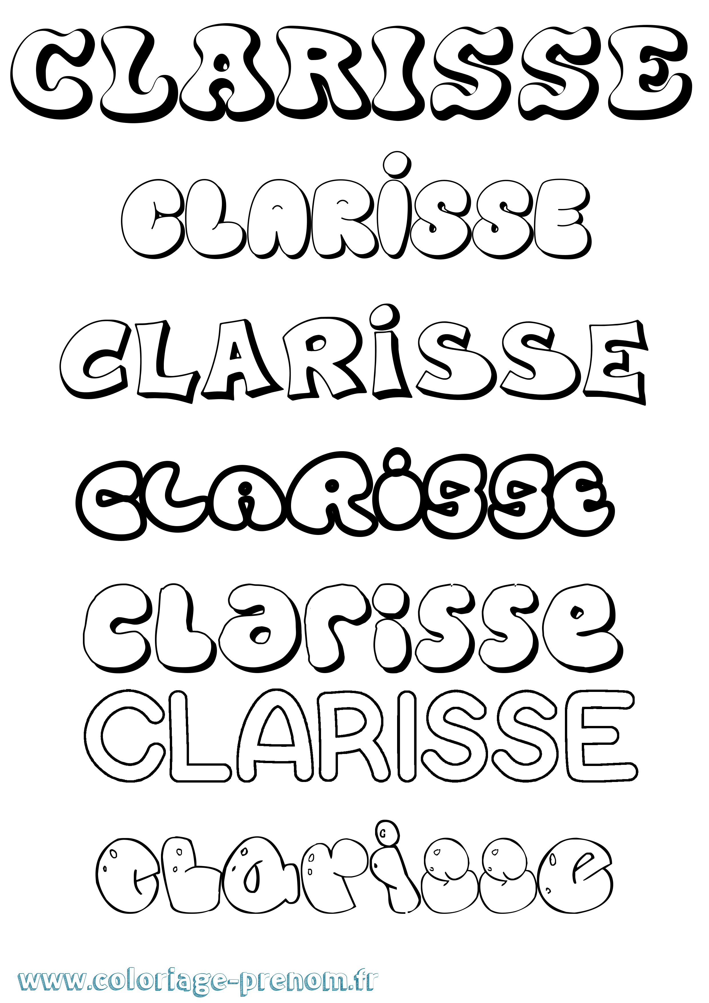 Coloriage prénom Clarisse Bubble