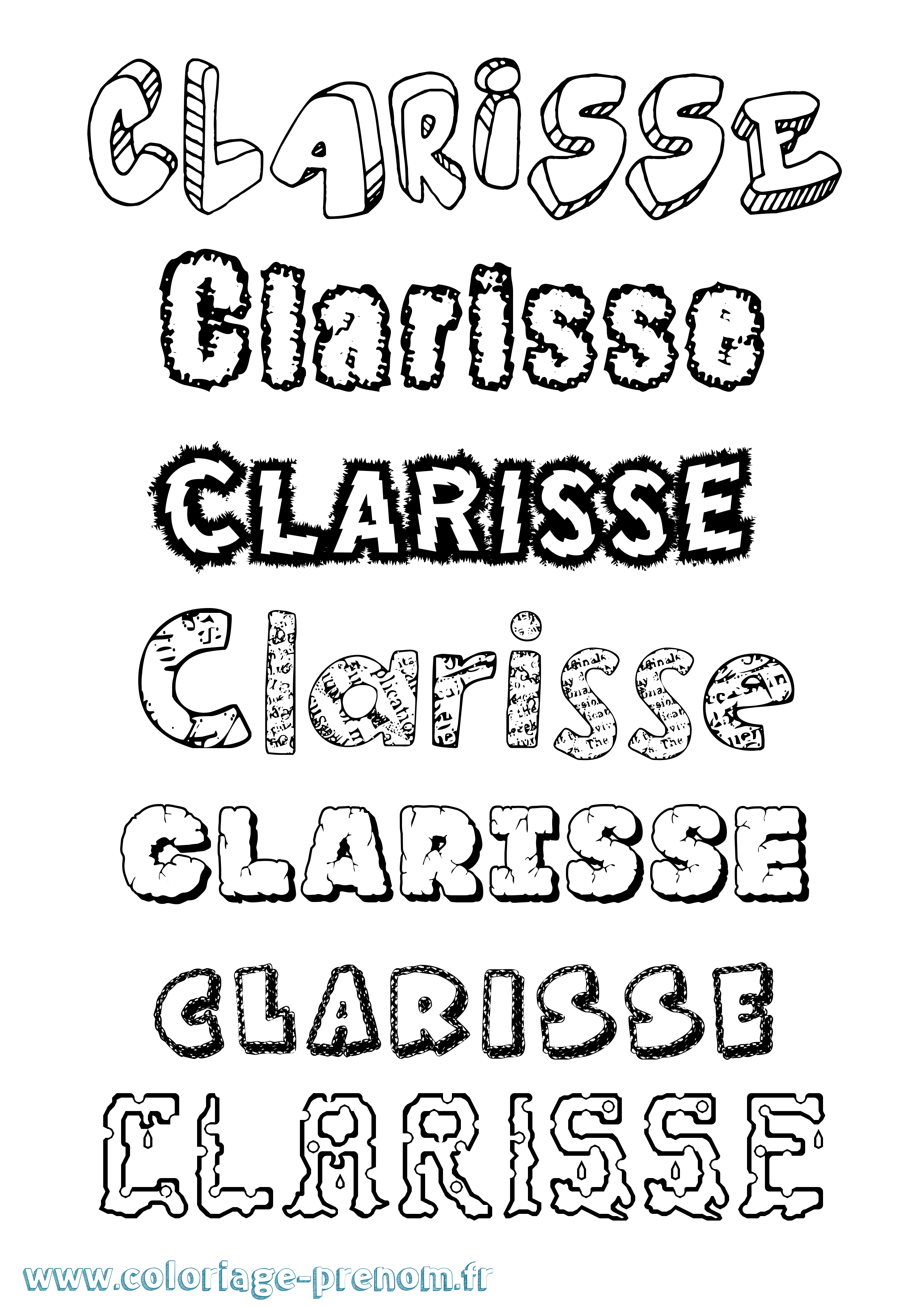Coloriage prénom Clarisse Destructuré