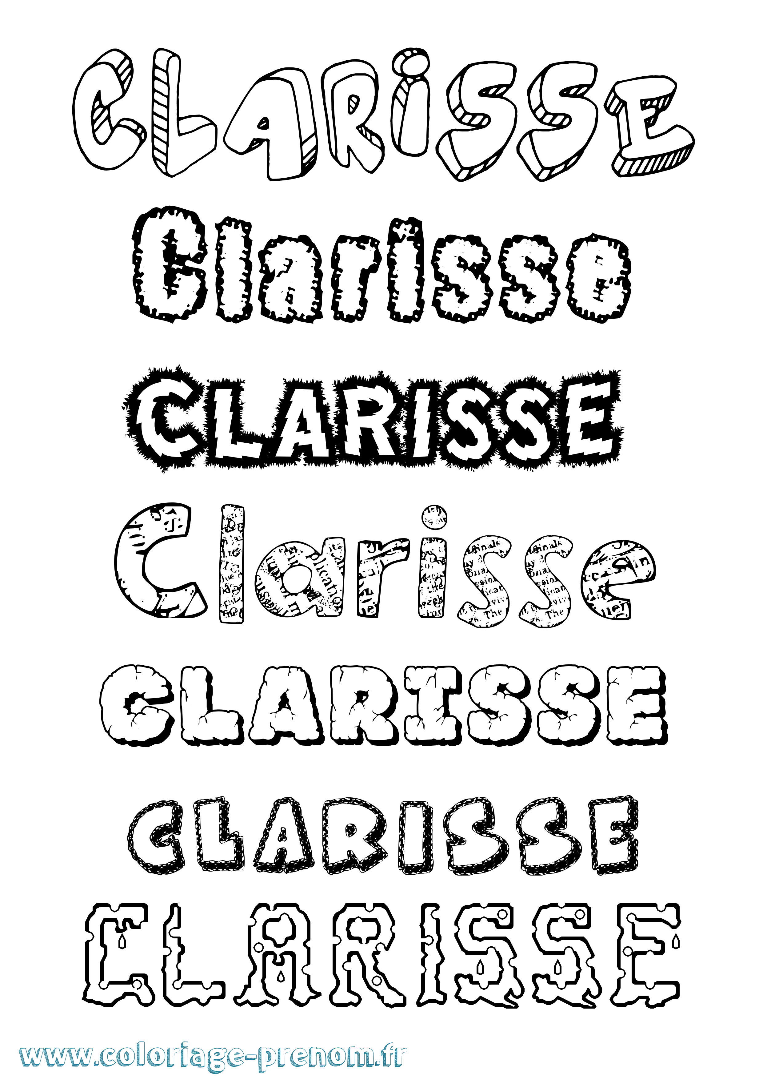Coloriage Clarisse Destructuré Coloriage prénom Clarisse Destructuré
