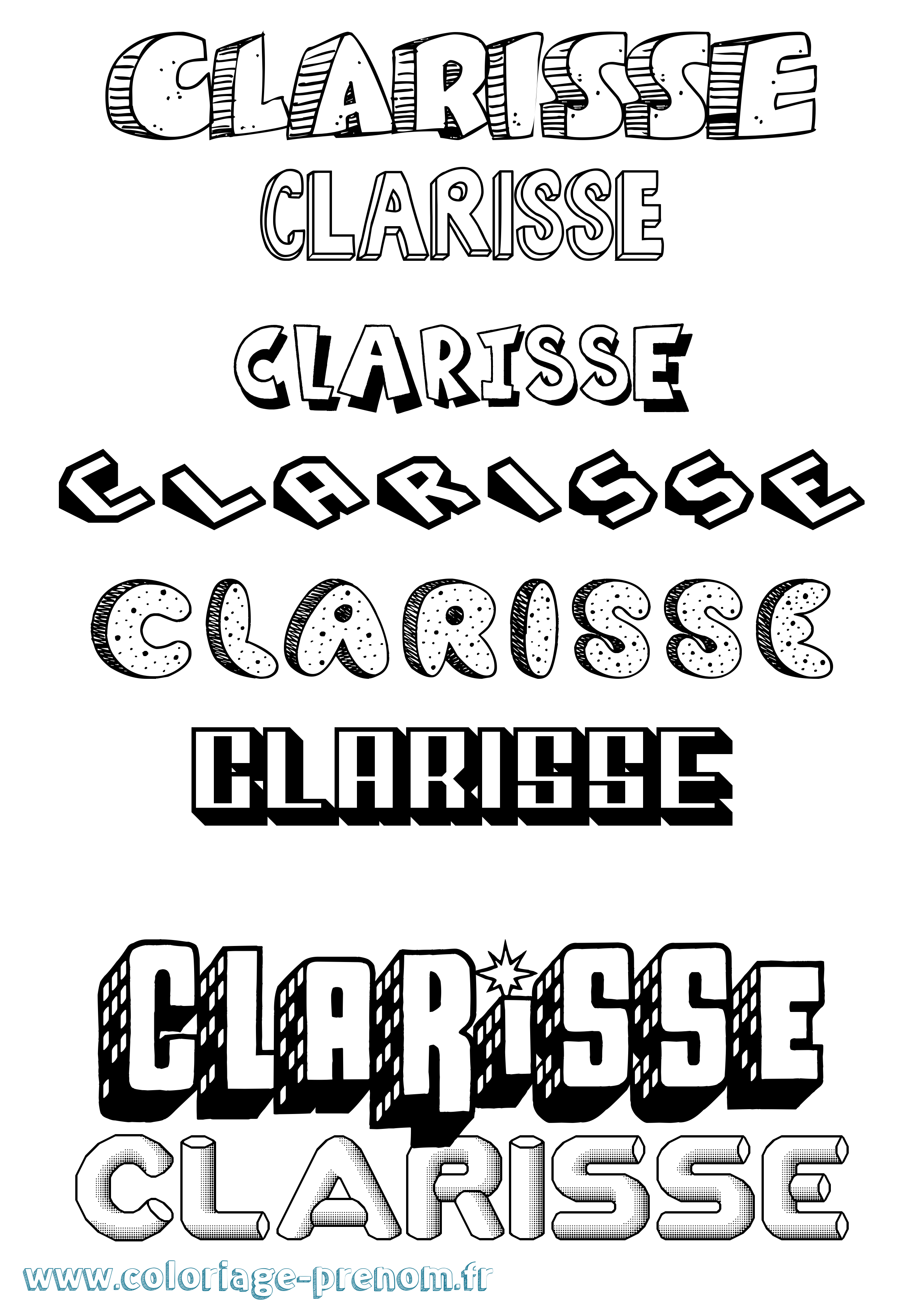 Coloriage prénom Clarisse Effet 3D