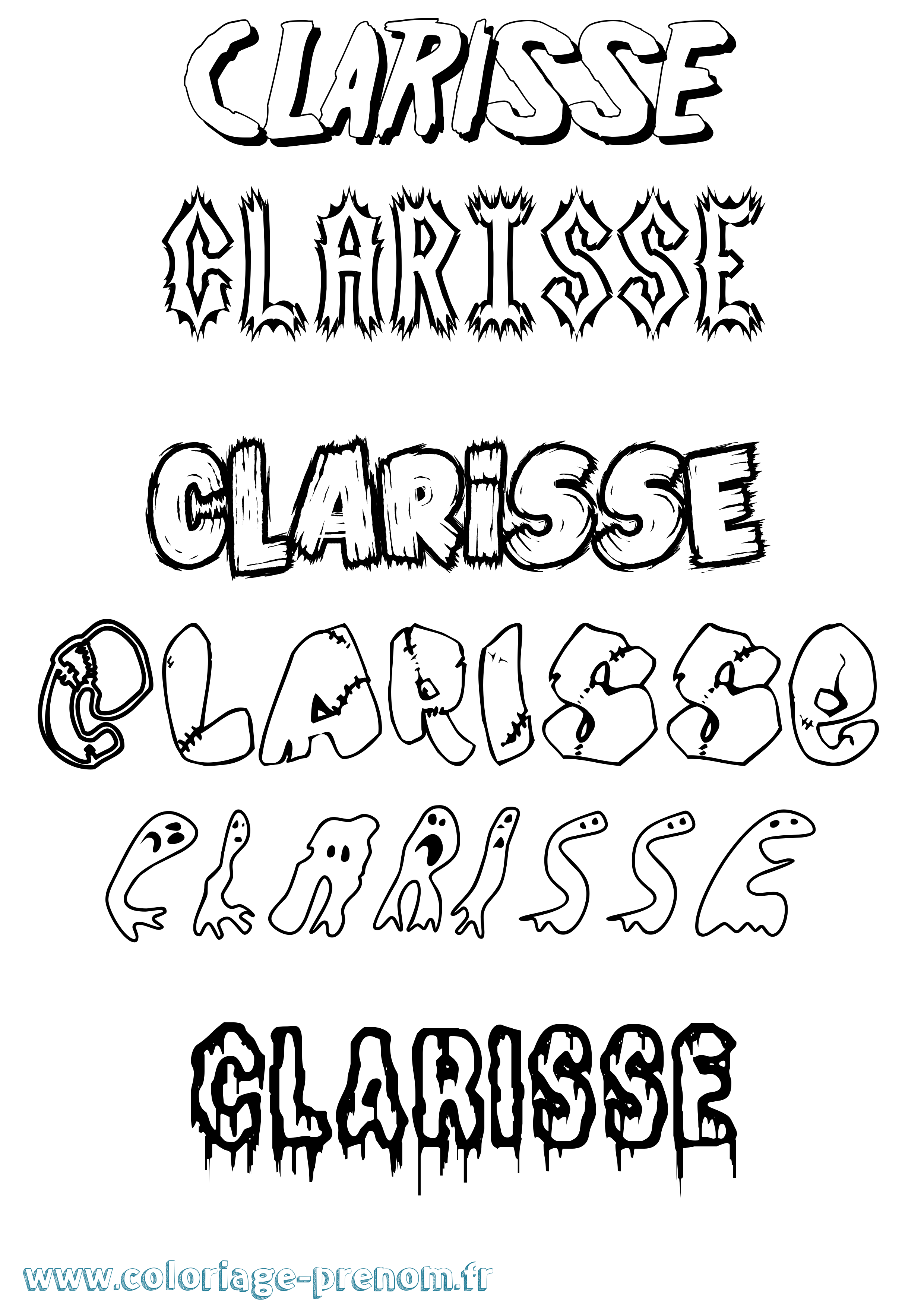 Coloriage Clarisse Frisson Coloriage prénom Clarisse Frisson