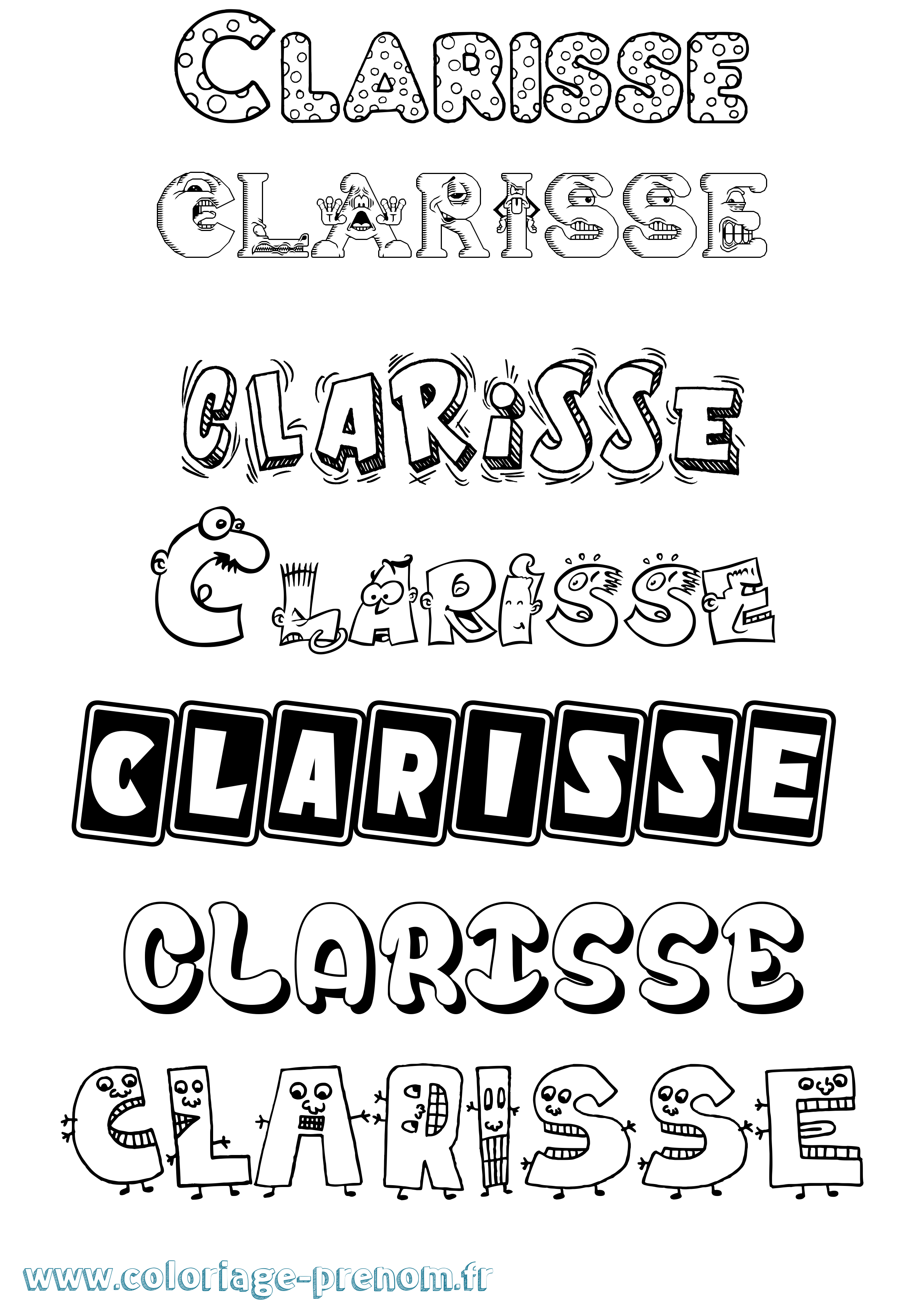 Coloriage prénom Clarisse Fun