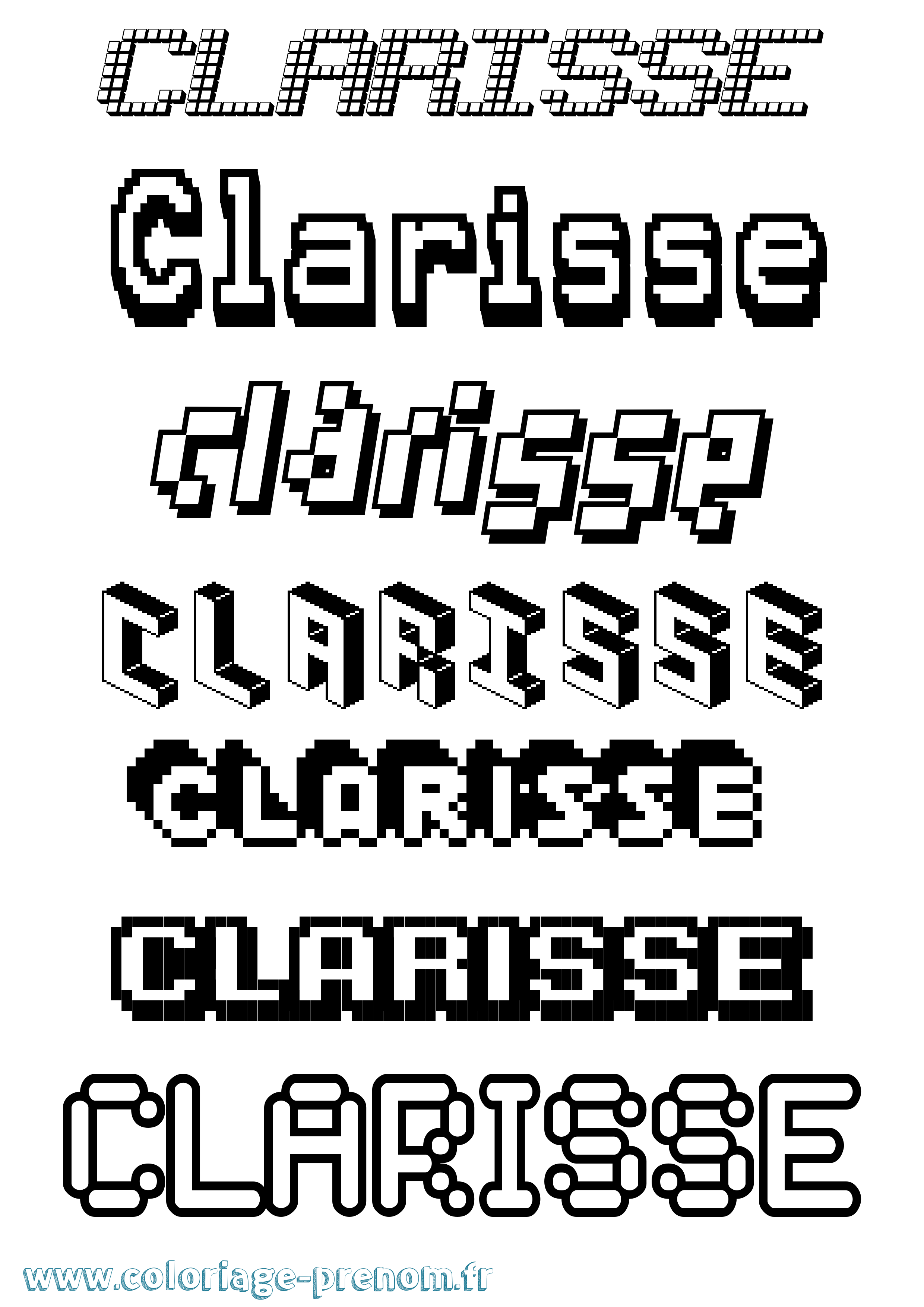 Coloriage prénom Clarisse Pixel