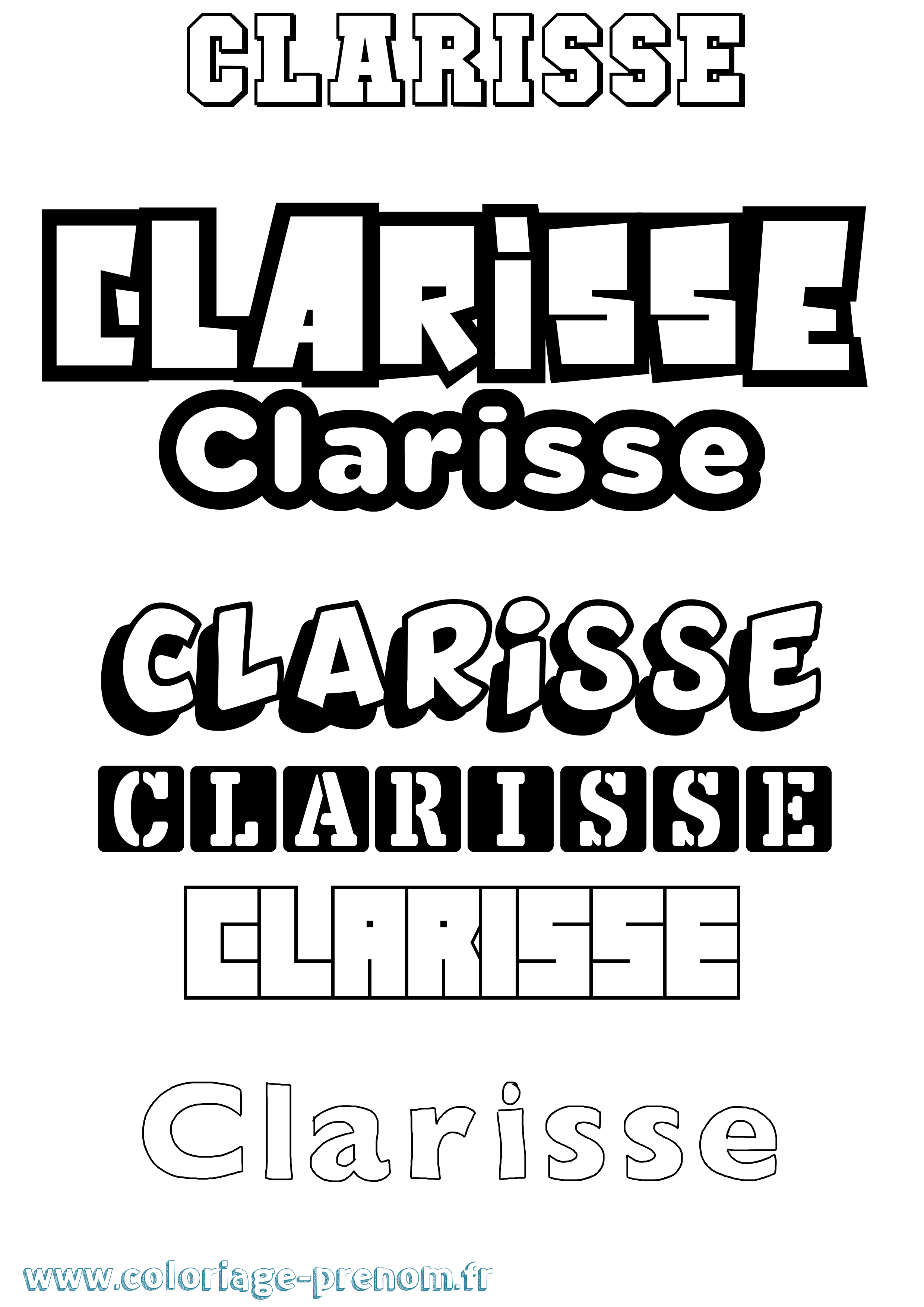 Coloriage prénom Clarisse Simple