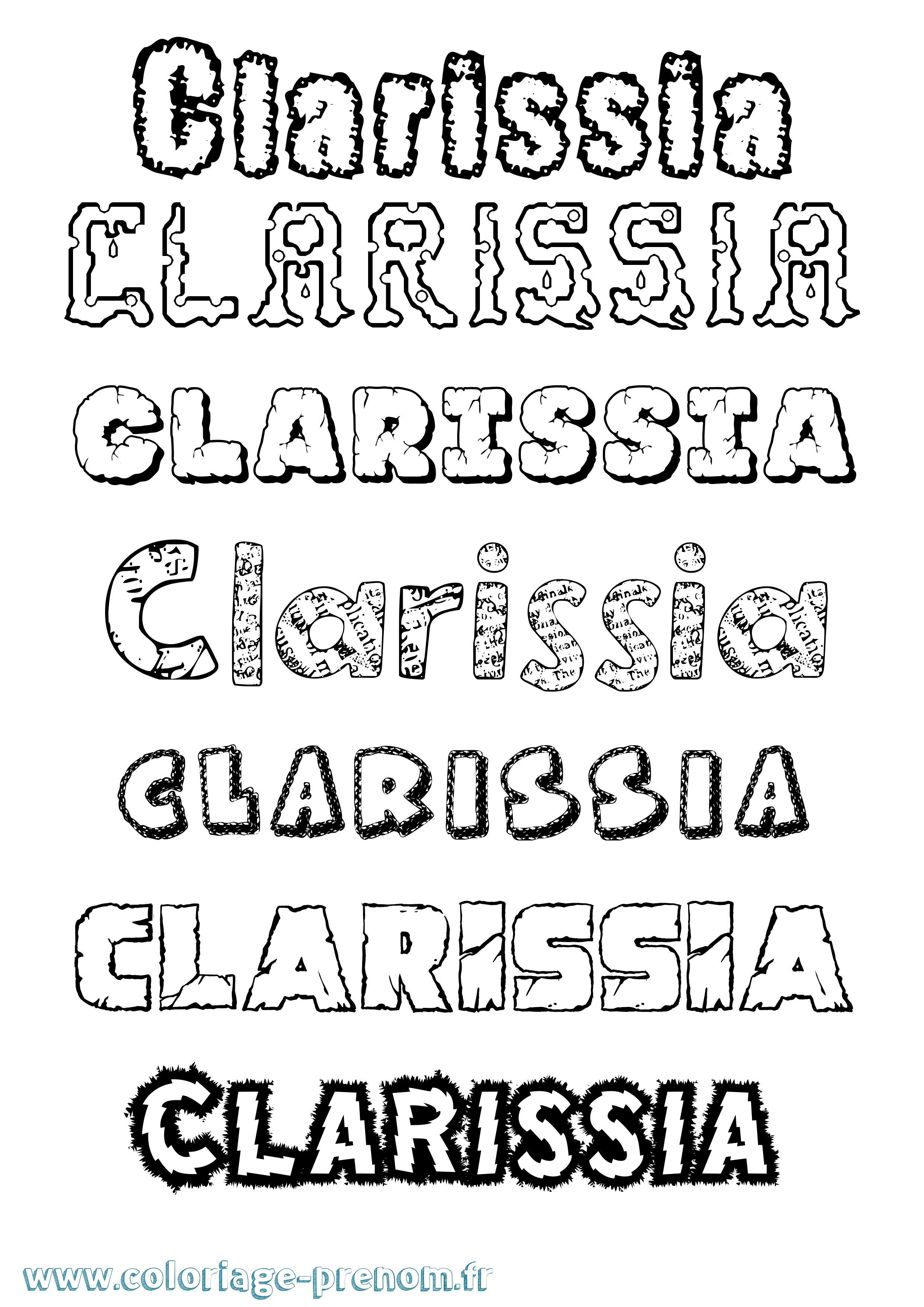 Coloriage prénom Clarissia Destructuré