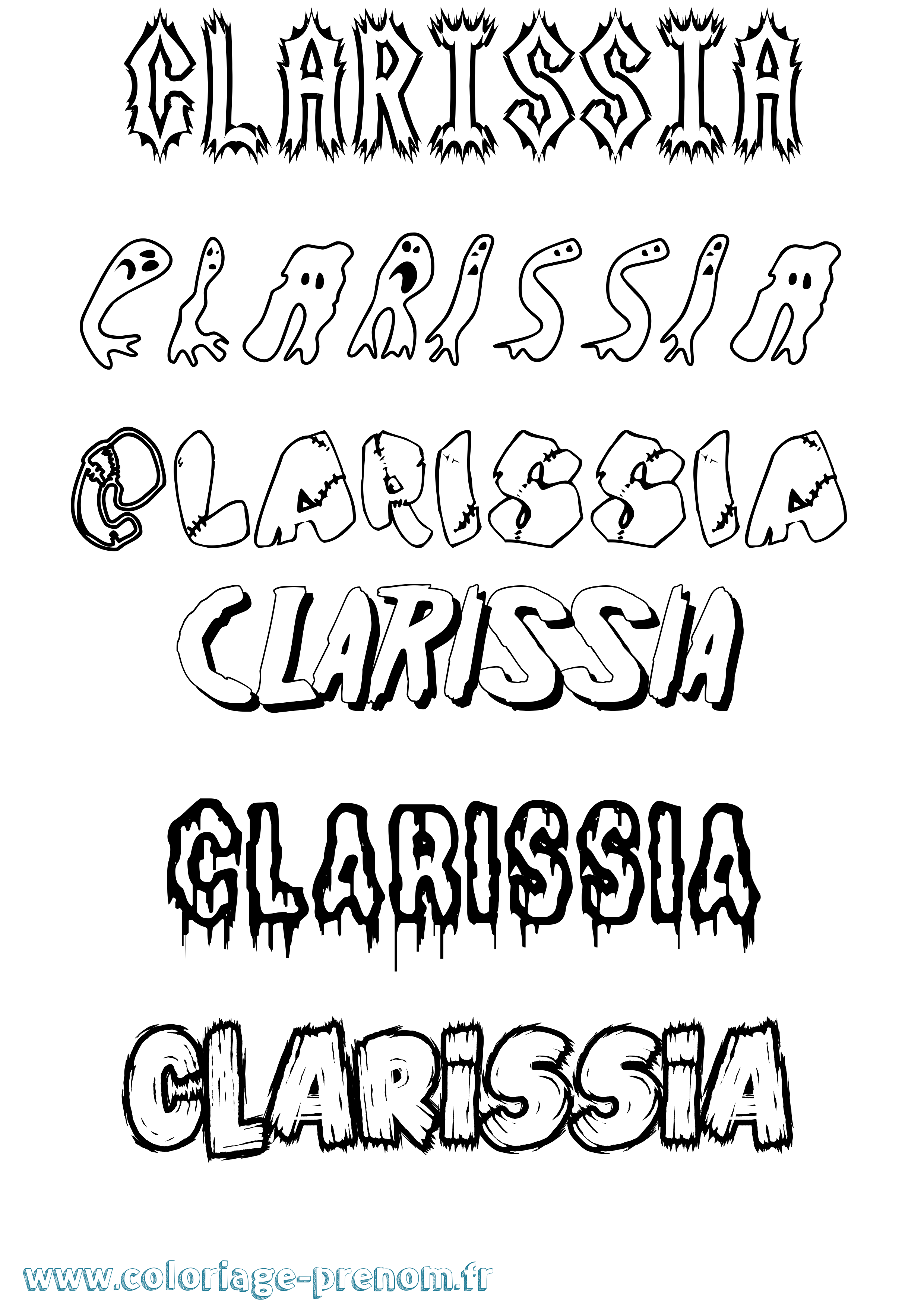 Coloriage prénom Clarissia Frisson