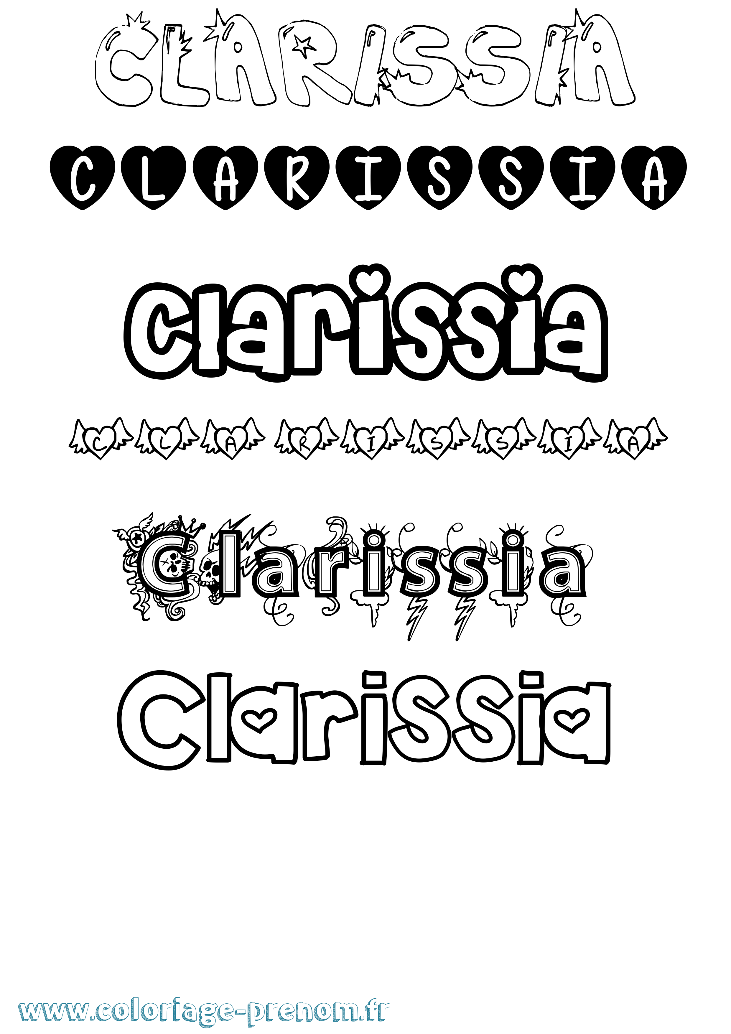 Coloriage prénom Clarissia Girly