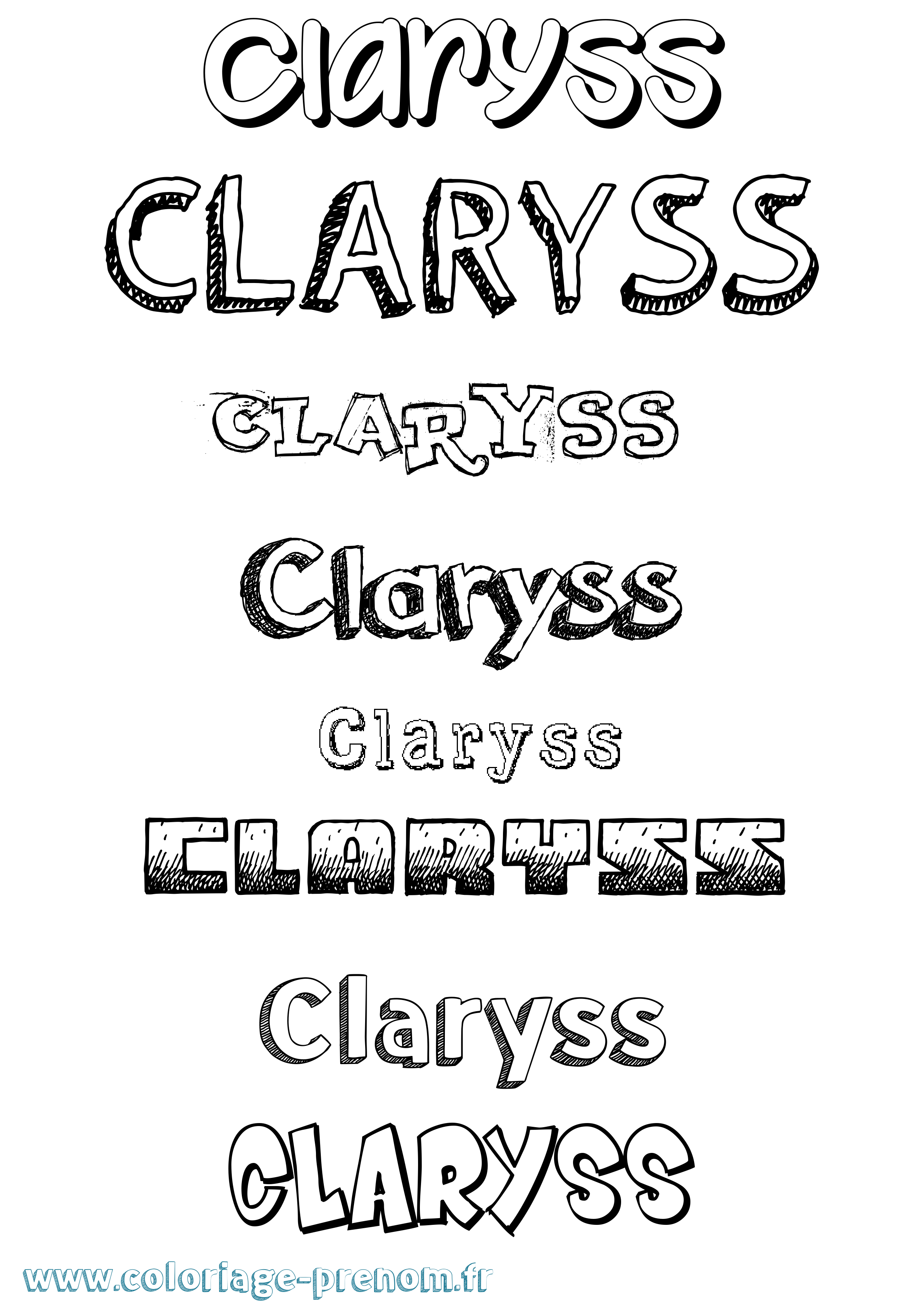 Coloriage prénom Claryss Dessiné