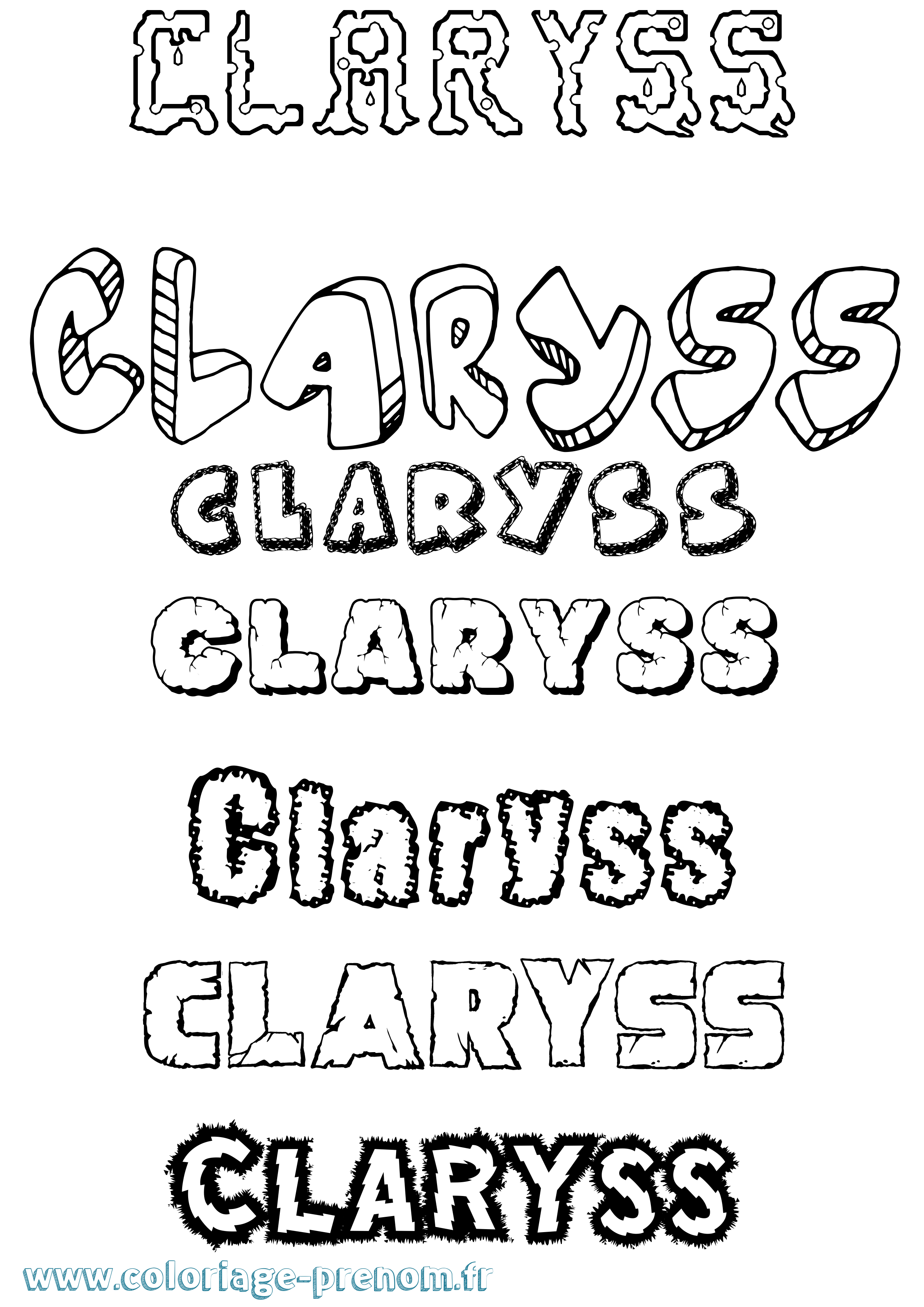 Coloriage prénom Claryss Destructuré