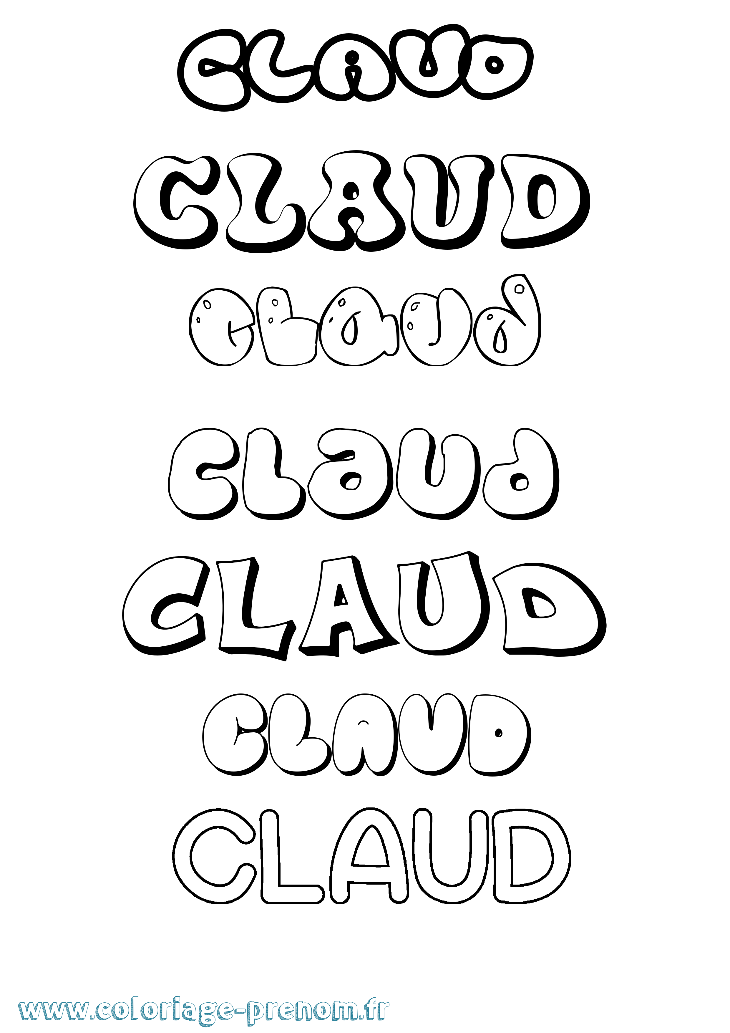 Coloriage prénom Claud Bubble