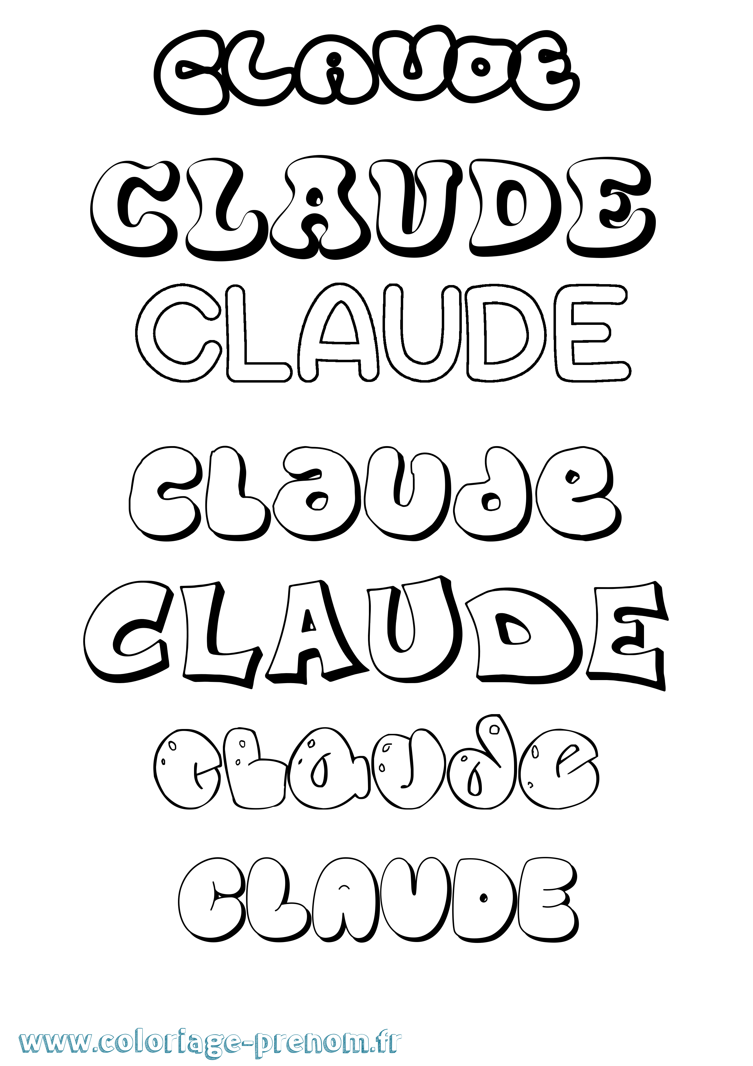 Coloriage prénom Claude Bubble